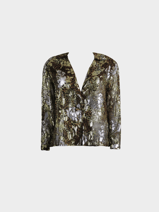 Yves Saint Laurent 2000s Brown Camo Leopard Print Top
