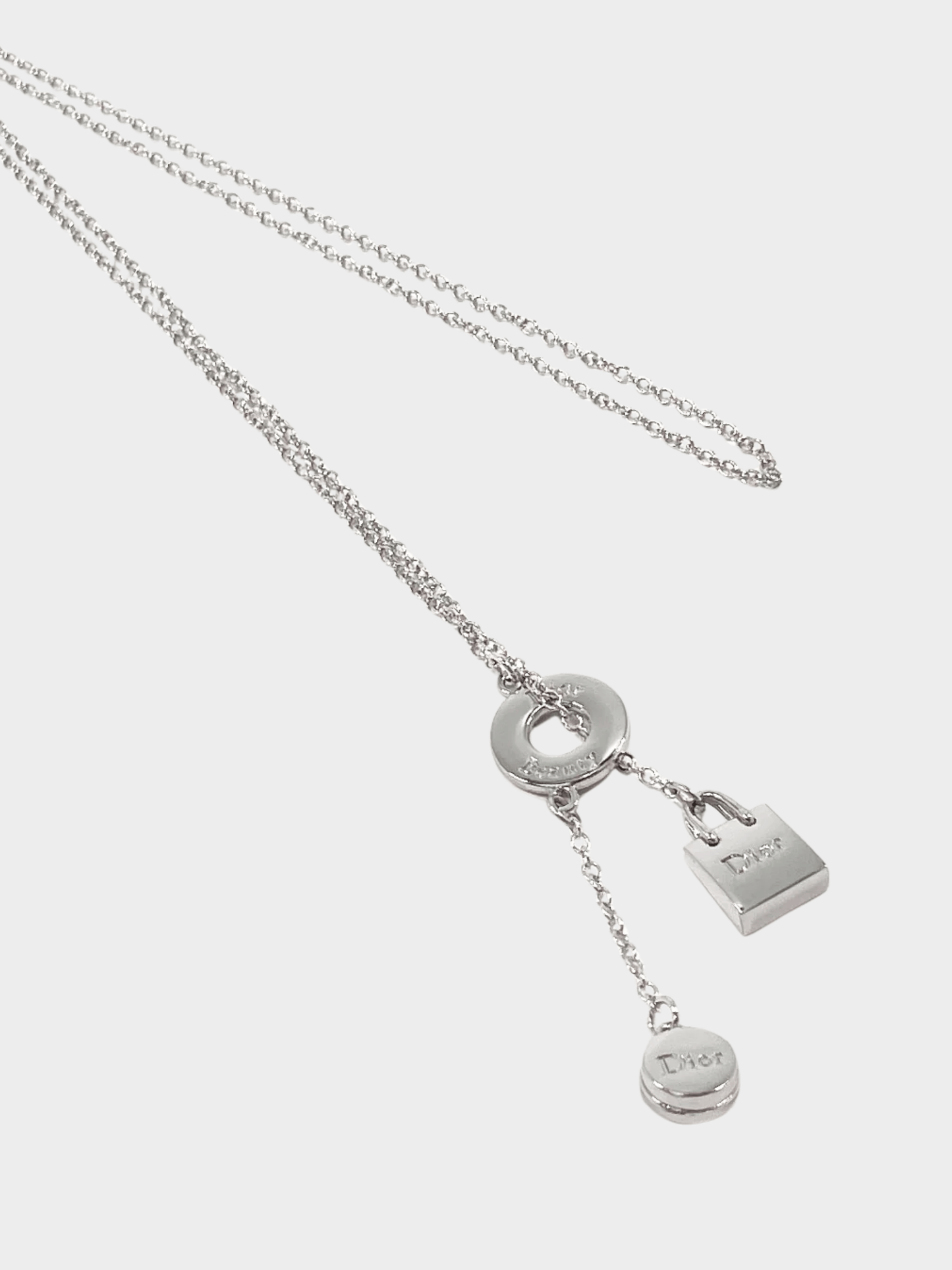 Christian Dior 2000s Logo Charm Necklace