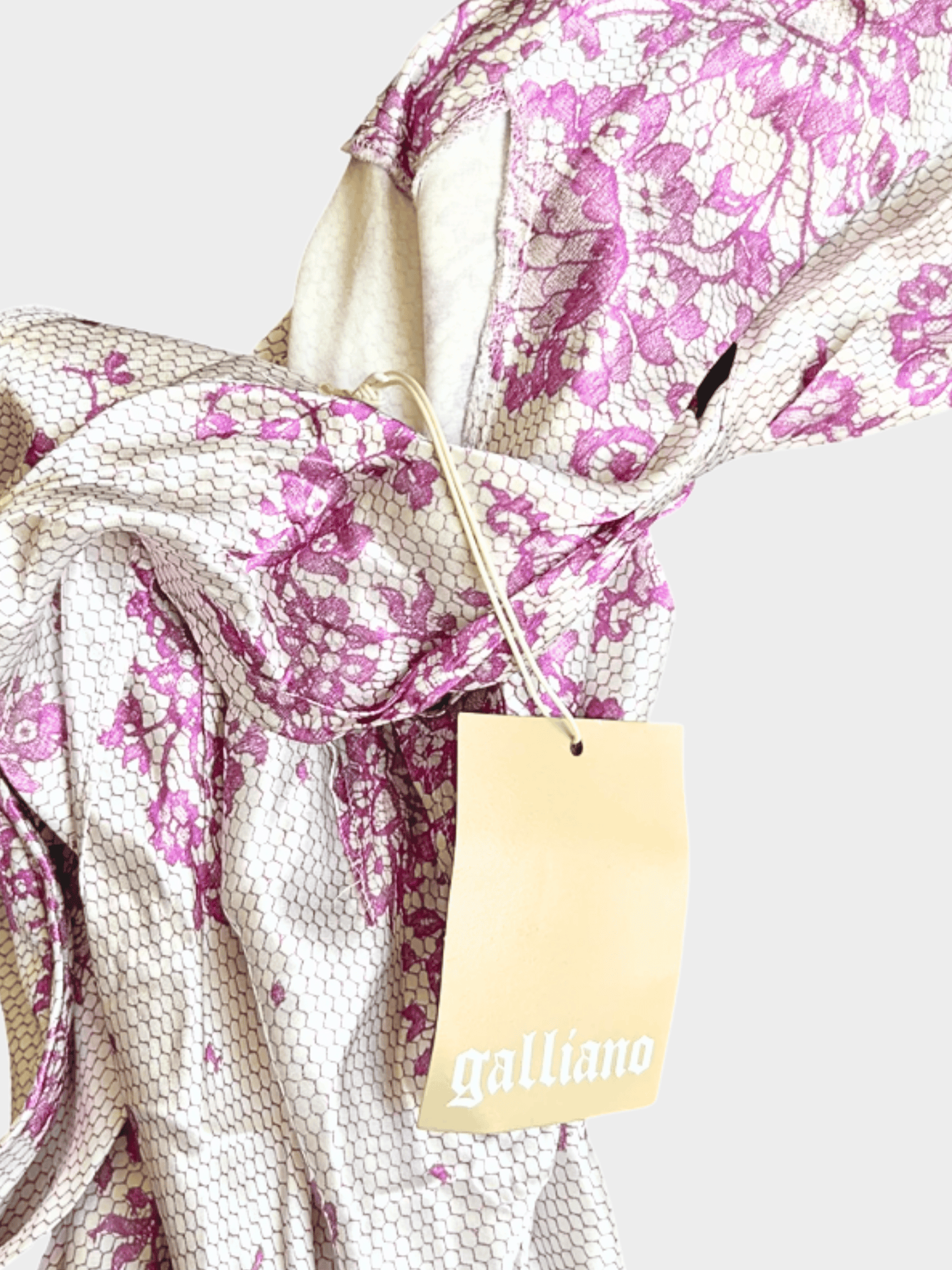 John Galliano 1990s Pink Floral Bias Cut Midi Dress