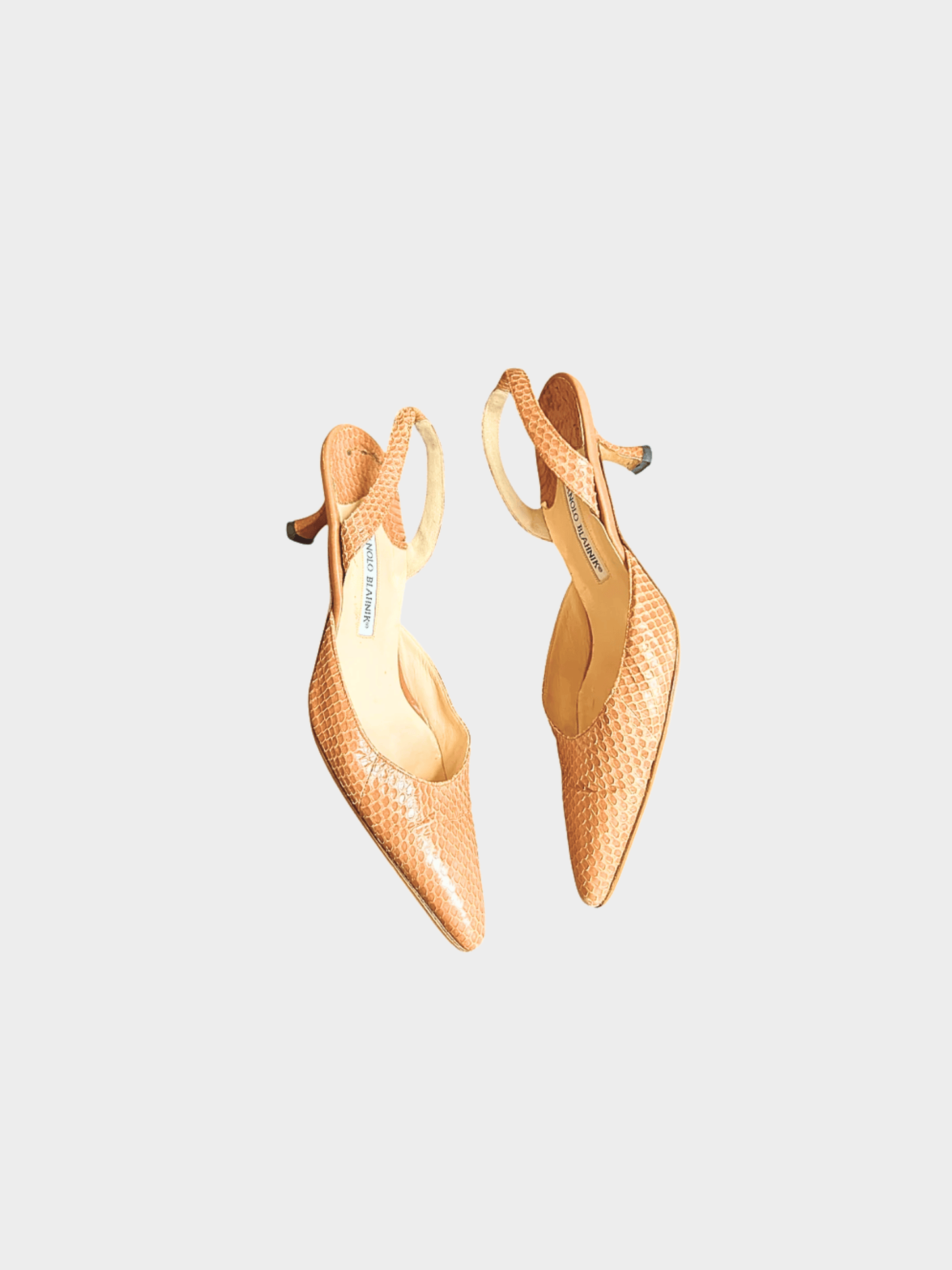 Manolo Blahnik 2000s Tan Python Leather Heels