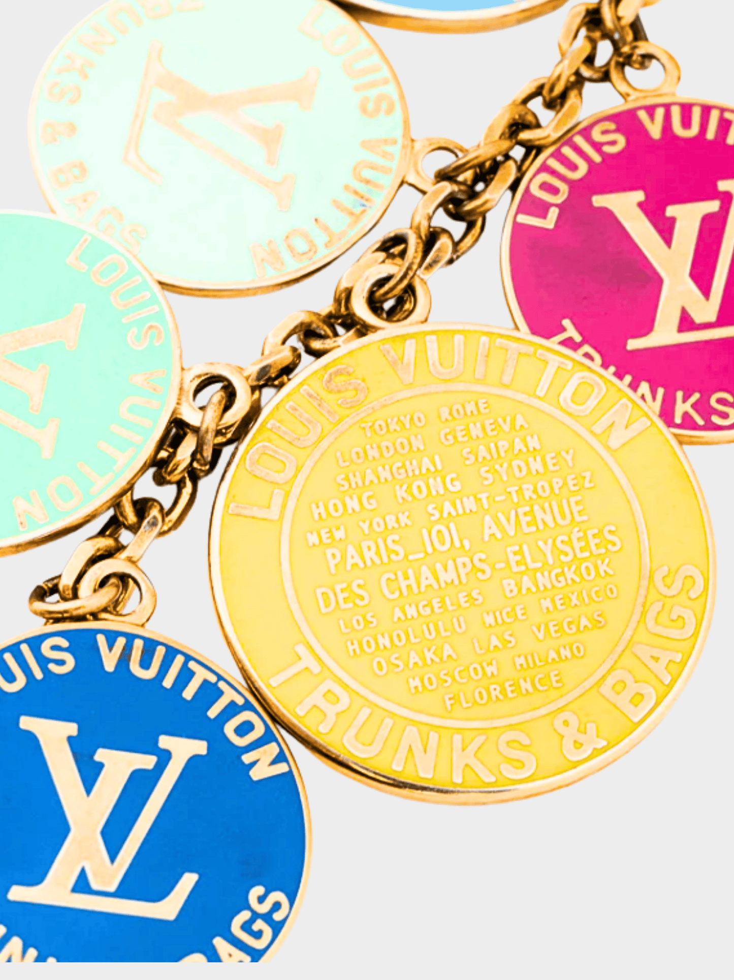 Louis Vuitton 2009 Globe Charm Chains Multicolore Gold-Tone Key Ring