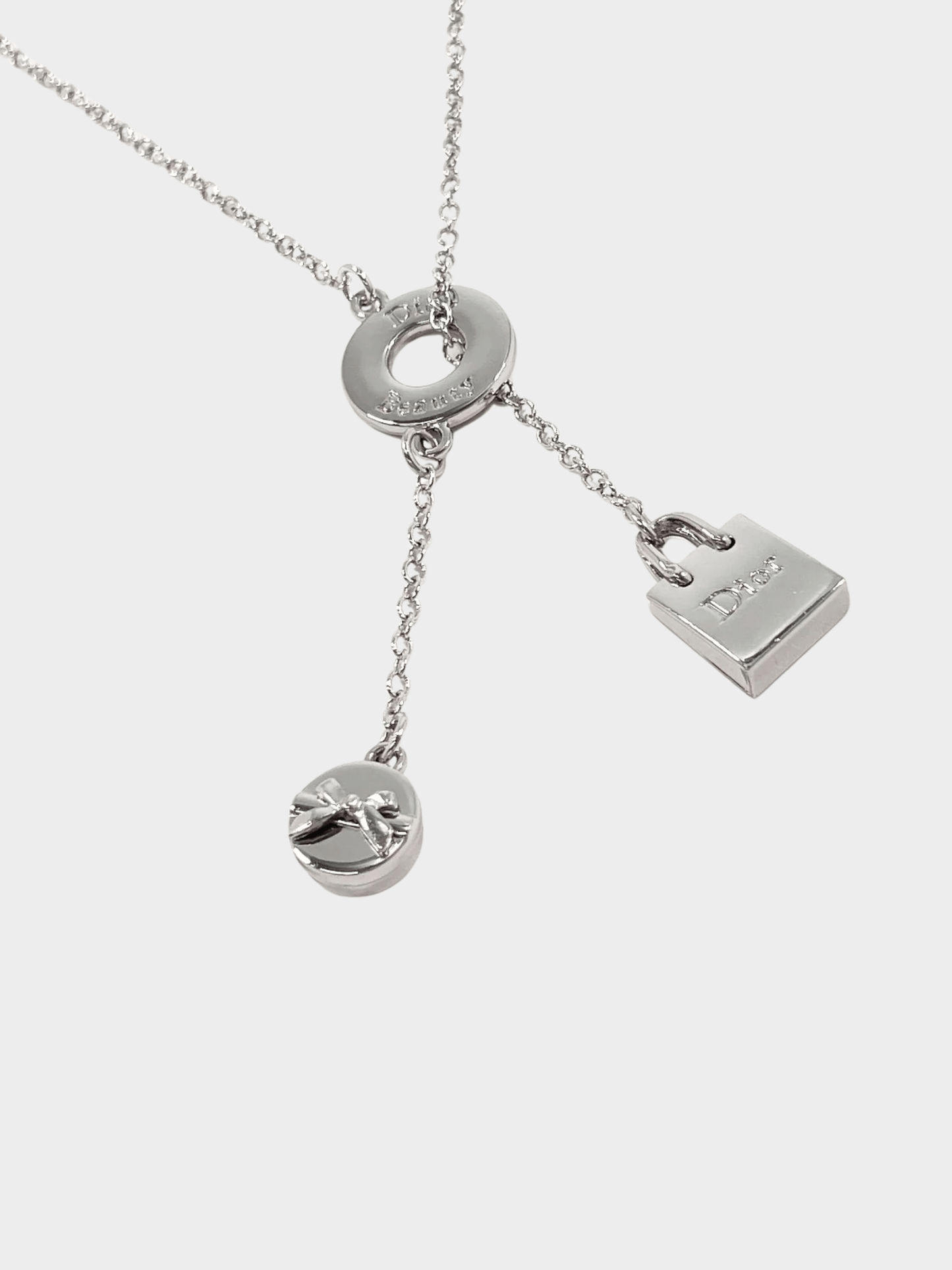 Christian Dior 2000s Logo Charm Necklace