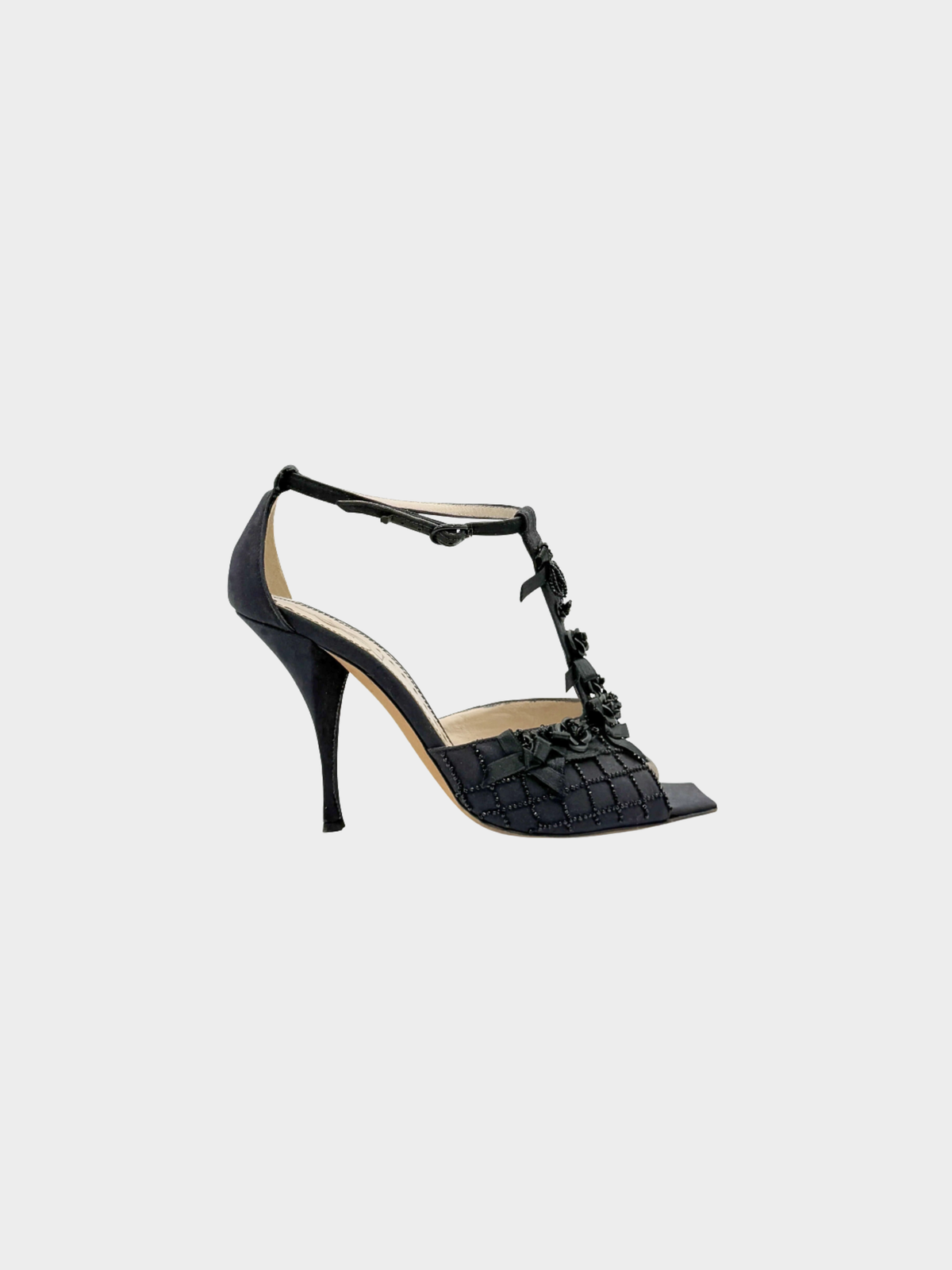 Yves Saint Laurent 2000s Black Embroidered Pumps