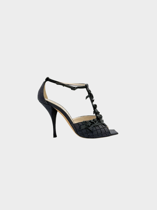 Yves Saint Laurent 2000s Black Embroidered Pumps