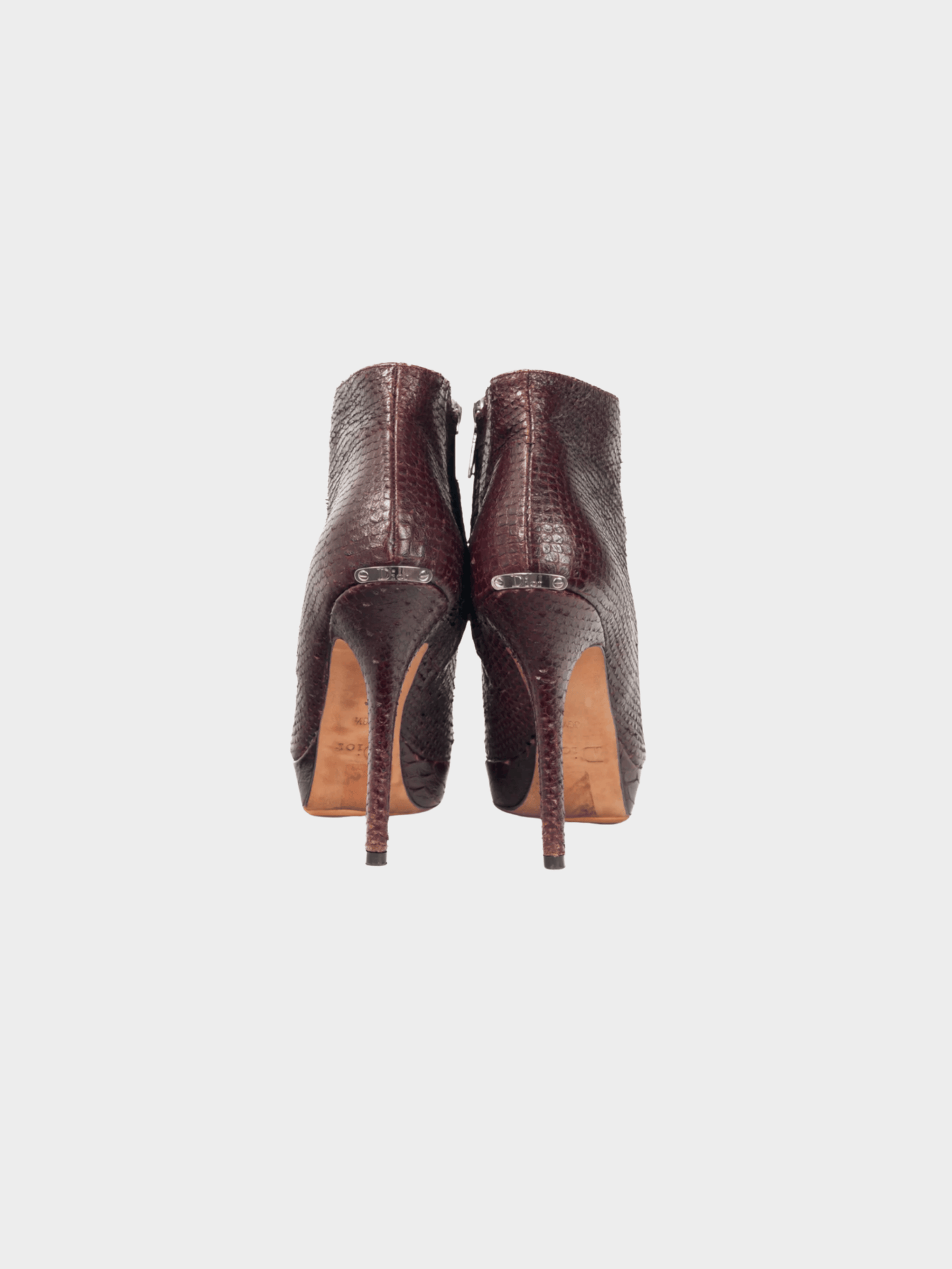 Christian Dior 2000s Burgundy Snakeskin Platform Booties