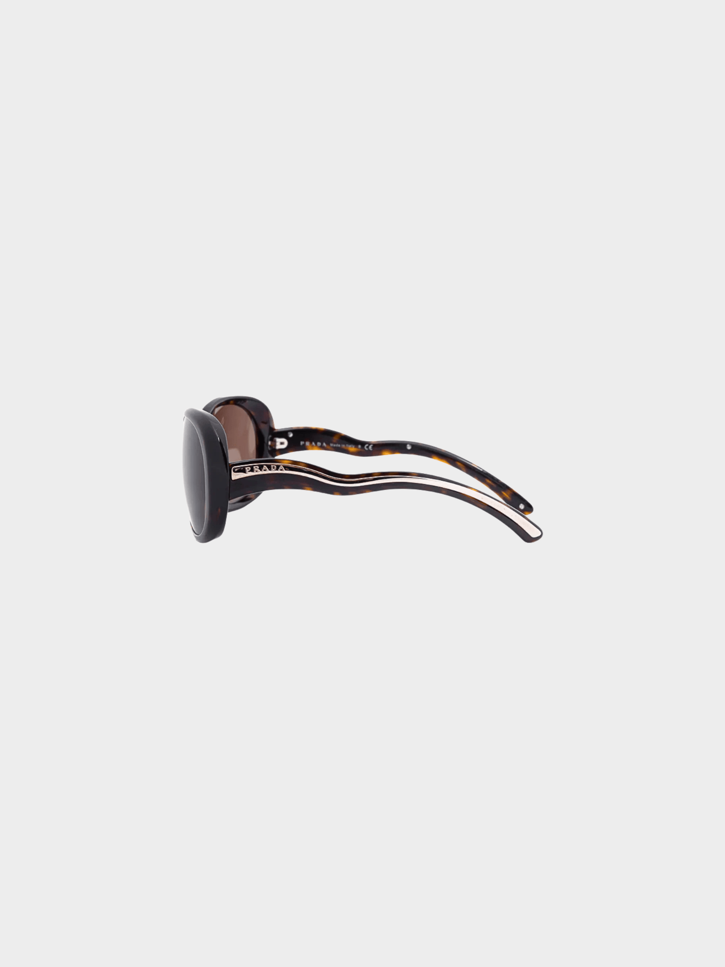 Prada 2017 SPR 08L Tortoiseshell Wavy-Arm Round Sunglasses