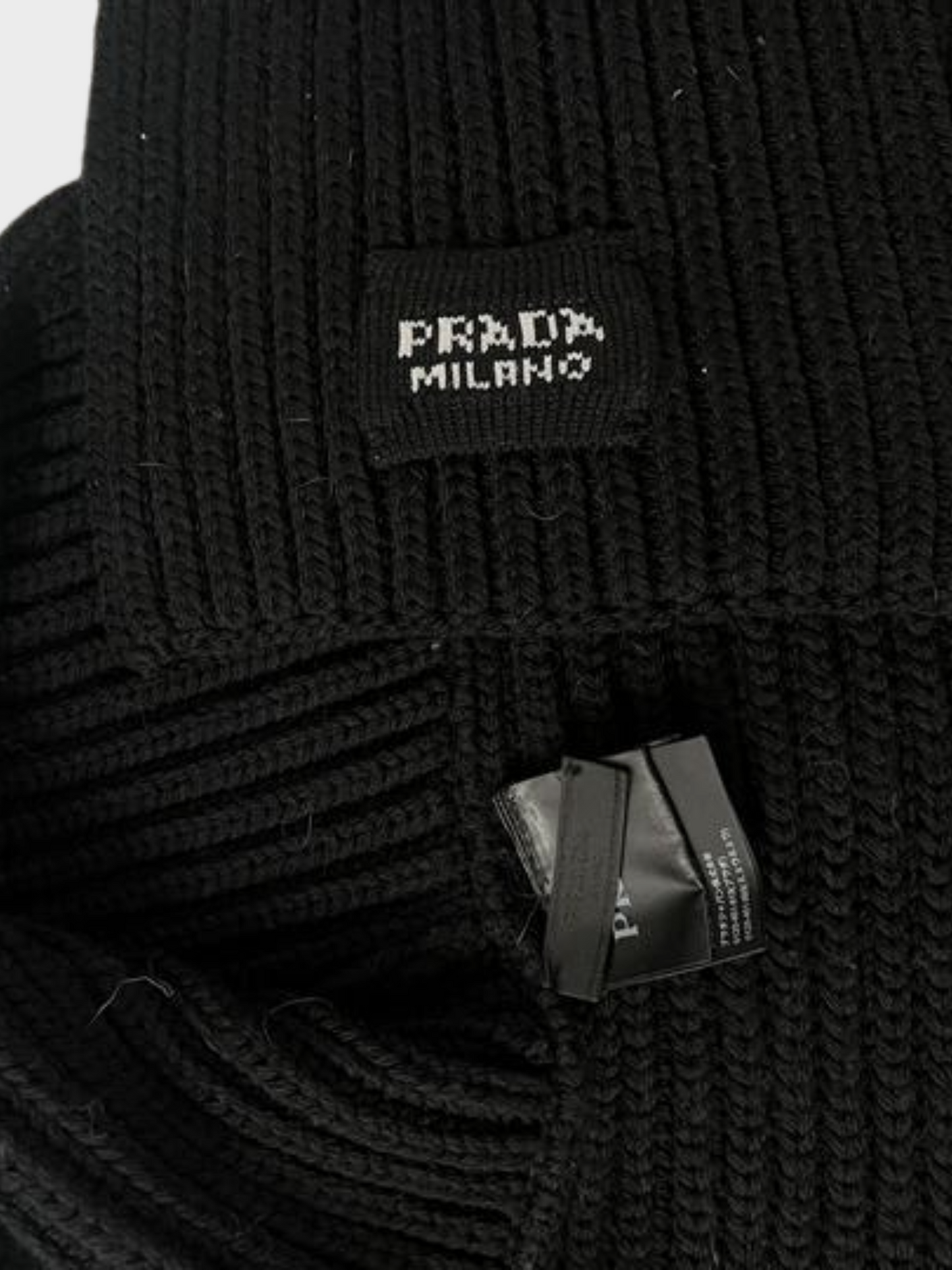 Prada by Raf Simons 2020s Black Knit Hooded Scarf