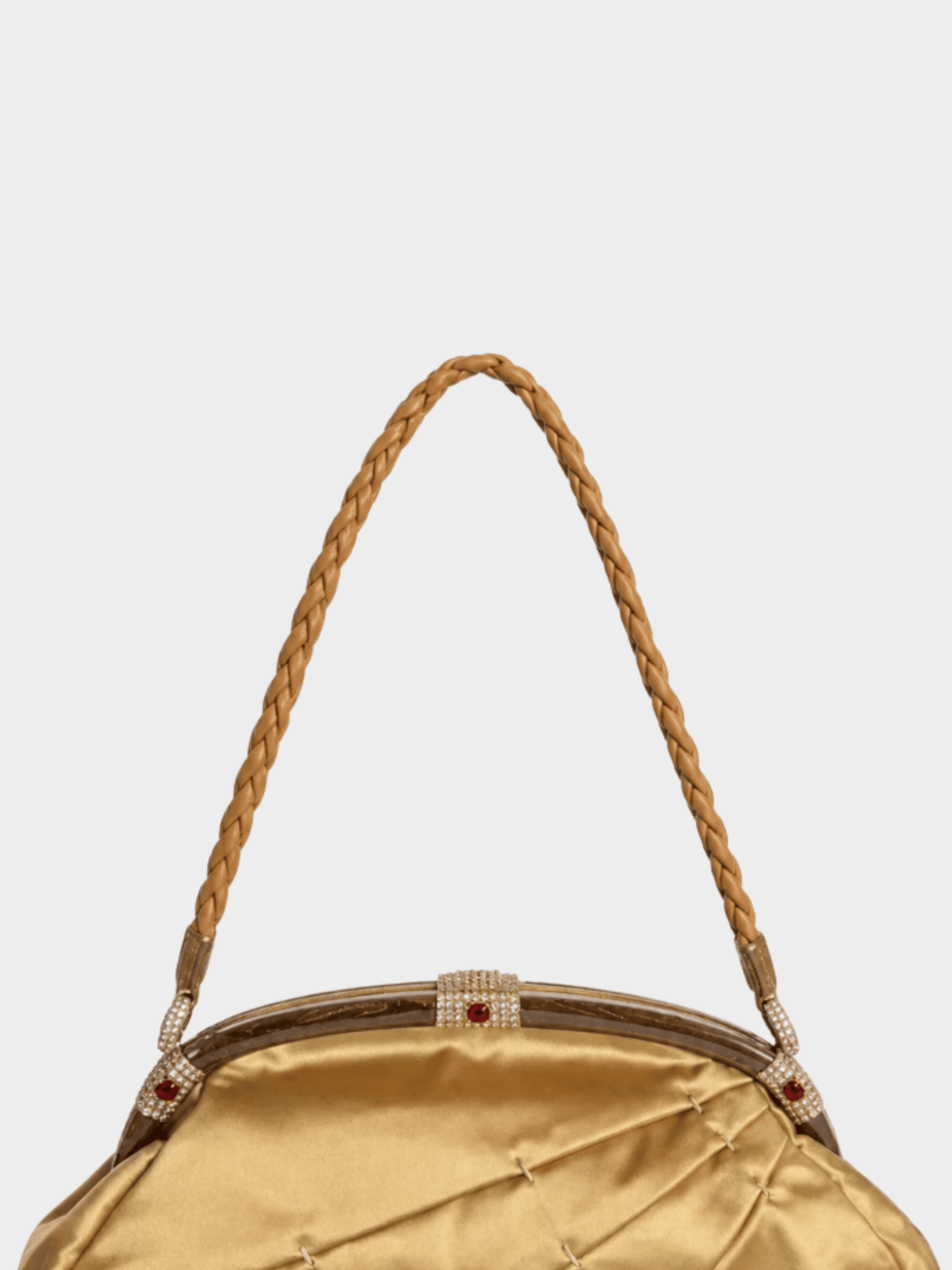 Valentino 2000s Gold Satin Embellished Bag