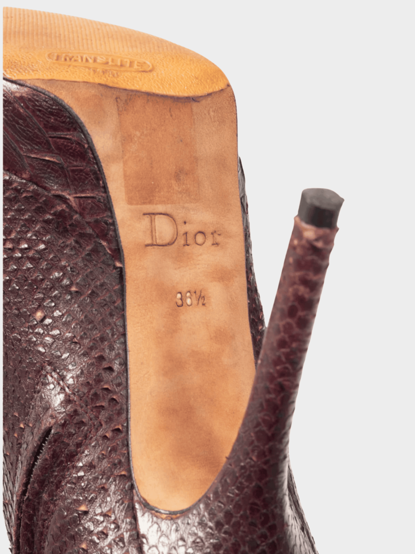 Christian Dior 2000s Burgundy Snakeskin Platform Booties