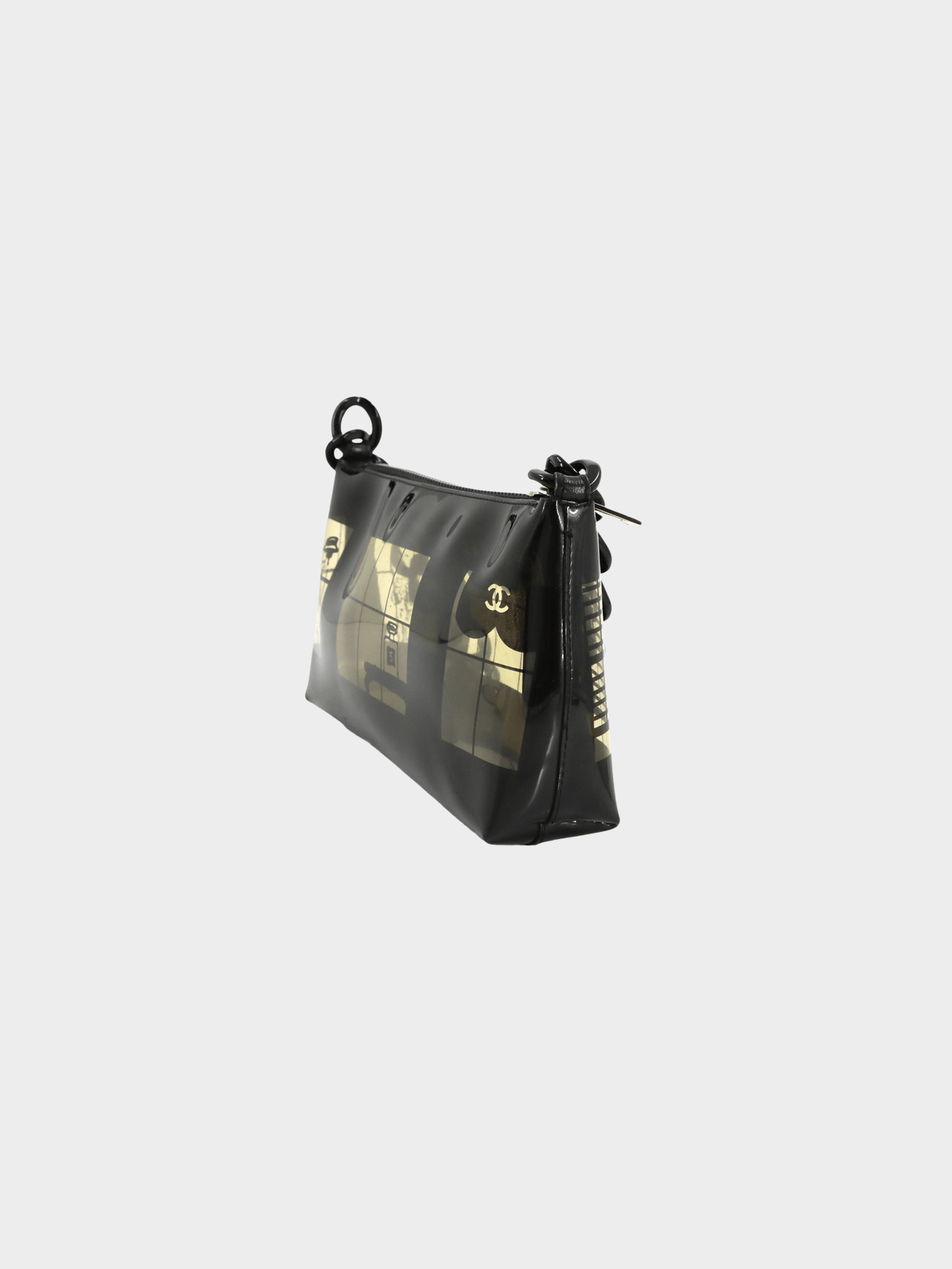 Chanel 2003 Black Window-Print Shoulder Bag