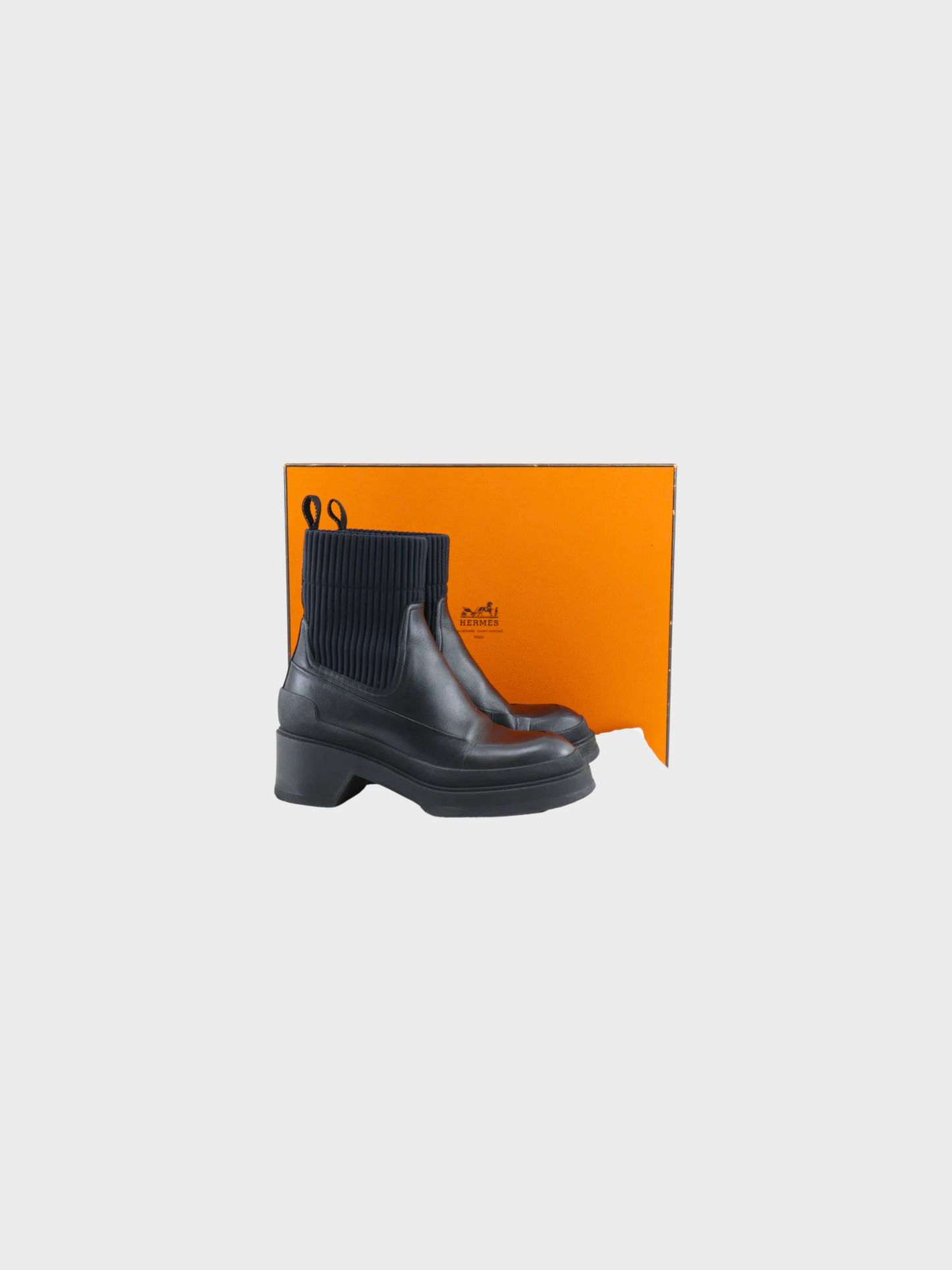 Hermès 2010s Black Vadrouille Ribbed Ankle Boots