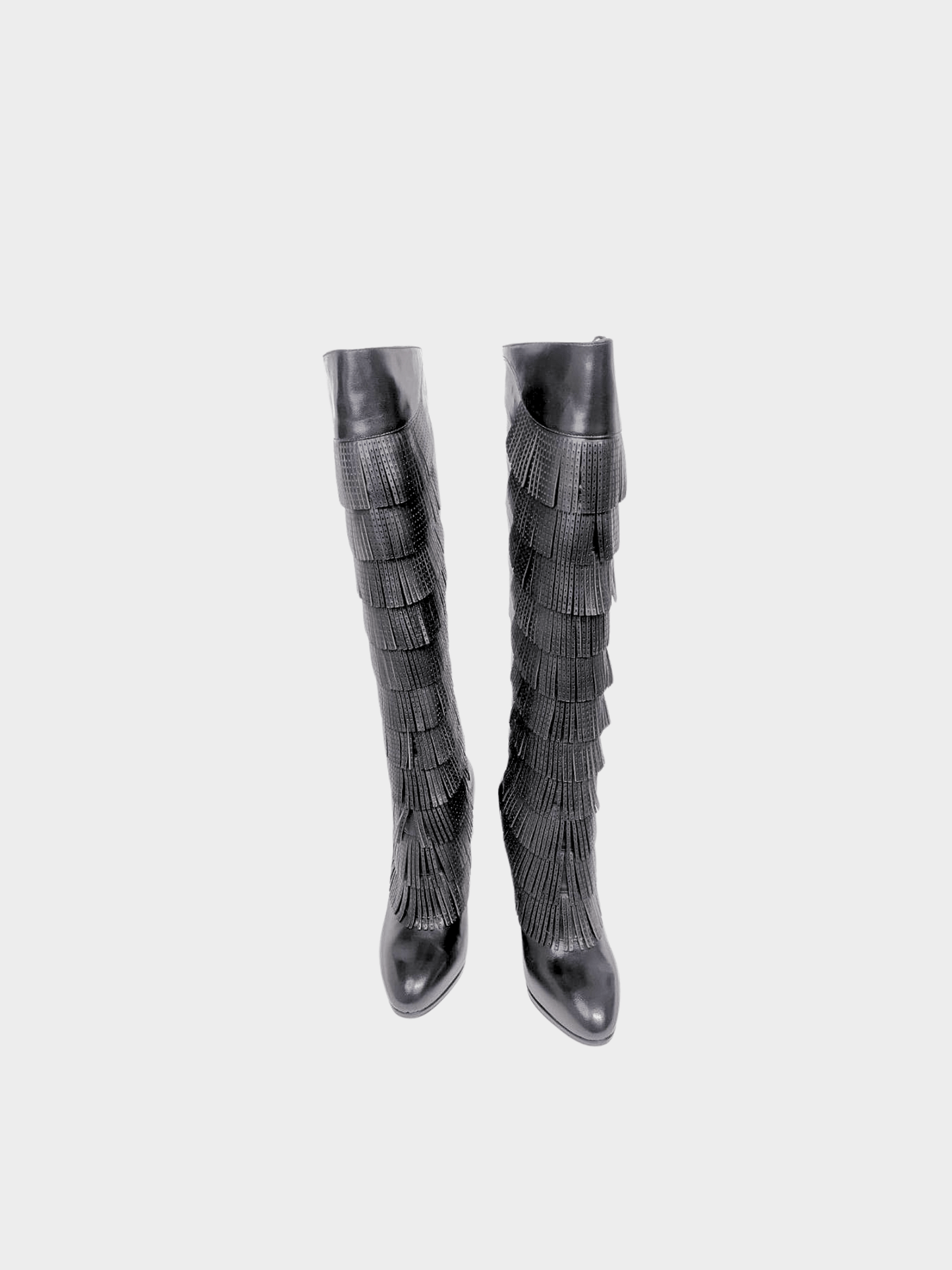 Sergio Rossi FW 2010 Black Leather Fringe Boots