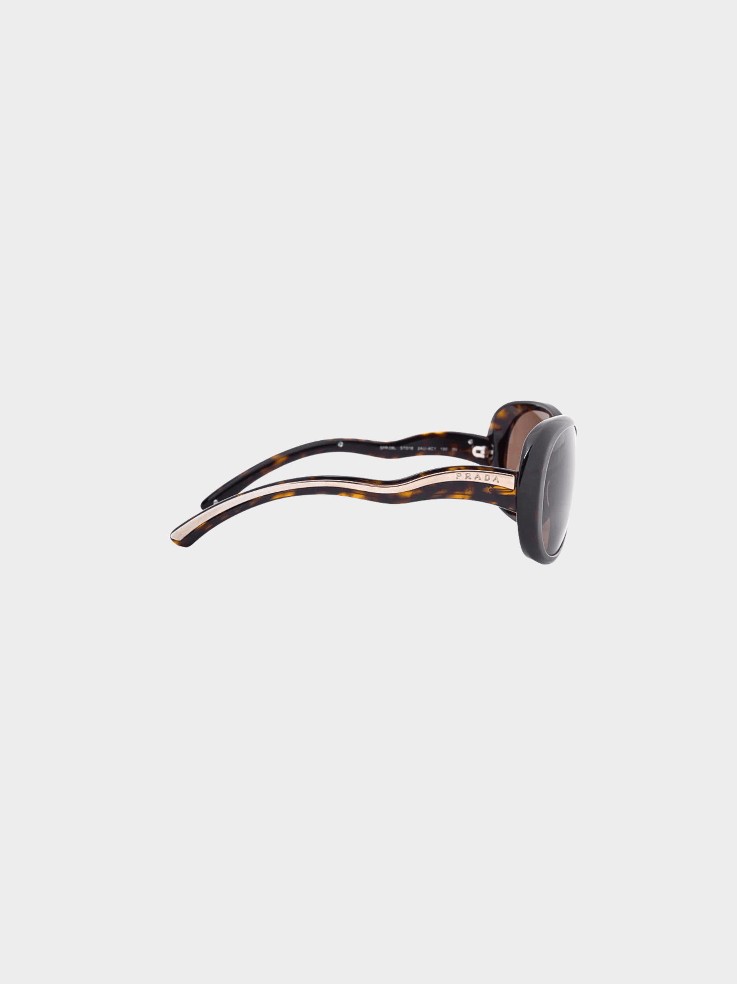 Prada 2017 SPR 08L Tortoiseshell Wavy-Arm Round Sunglasses