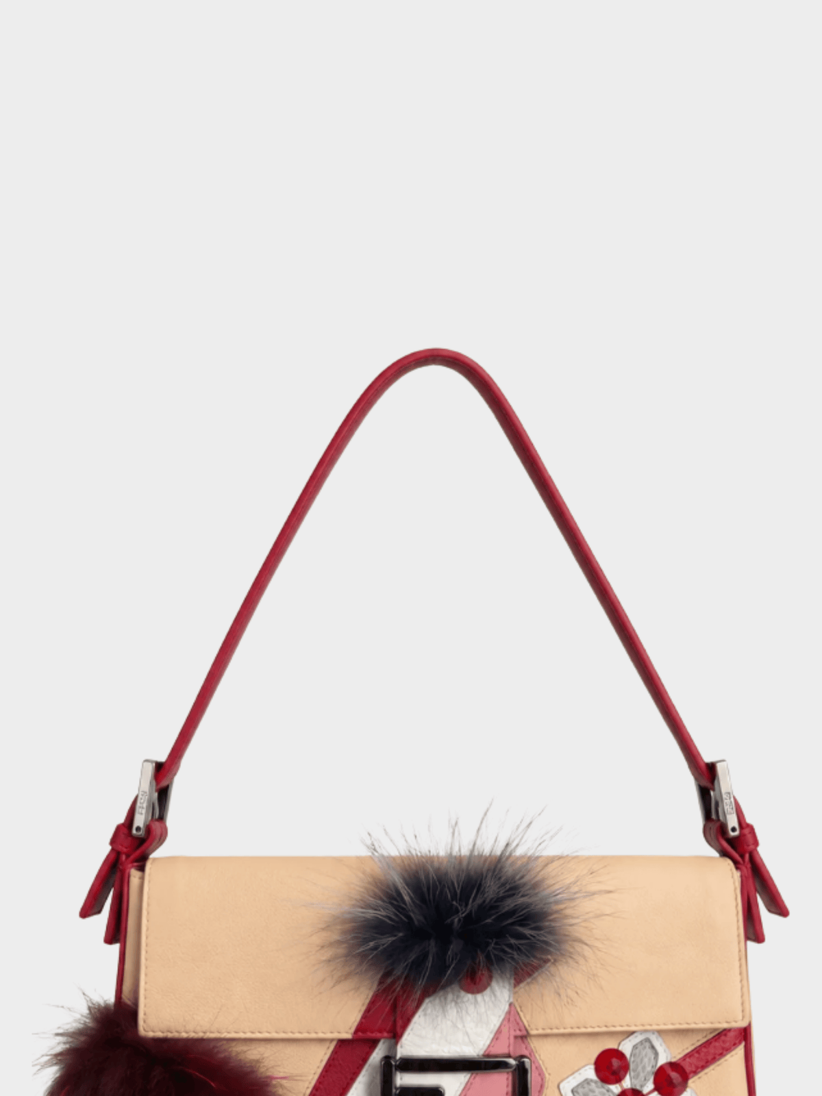 Fendi 2000s Beige Fur Embellished Bag