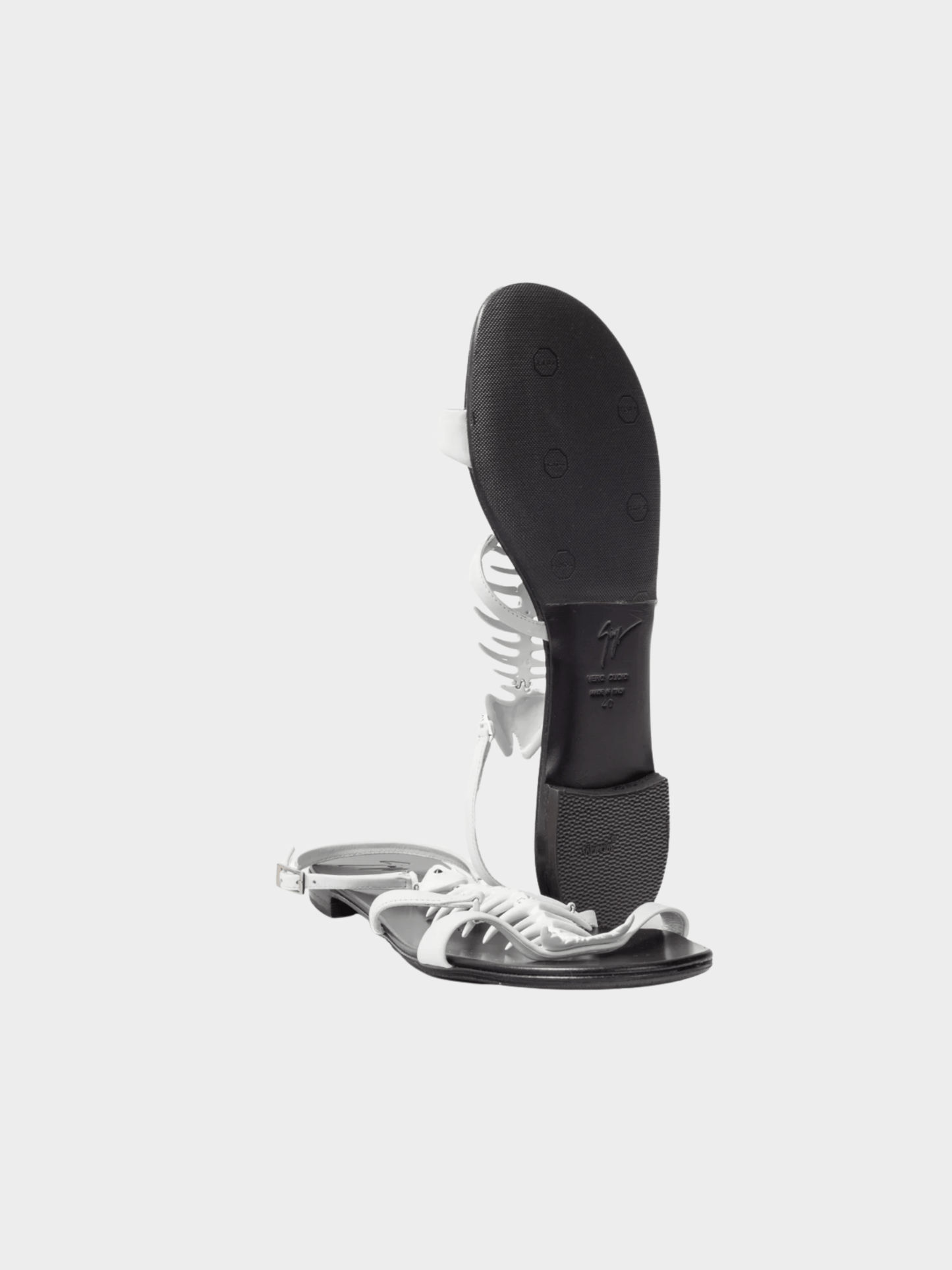 Giuseppe Zanotti 2016 White Fishbone Flat Sandals