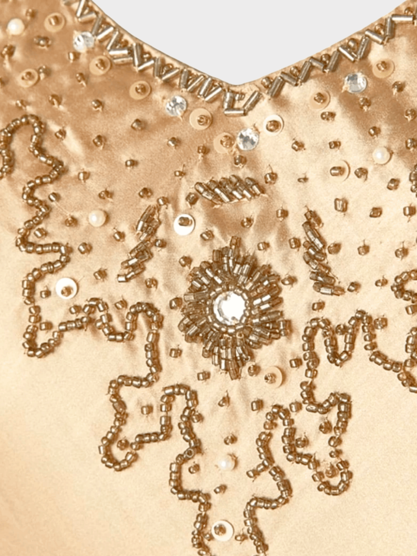 Versace 1990s Light Beige Beaded Midi Dress