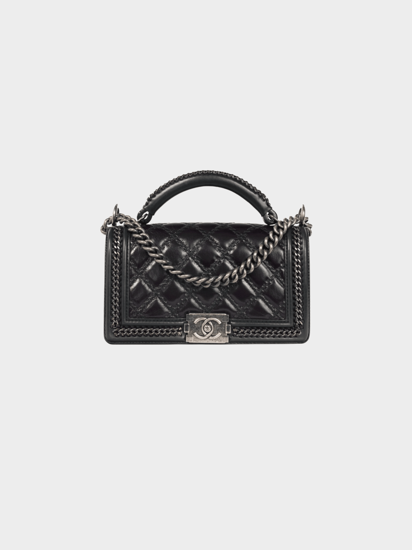 Chanel 2015 Medium Boy Brown and Black Quilted Leather Whipstitch Flap Bag