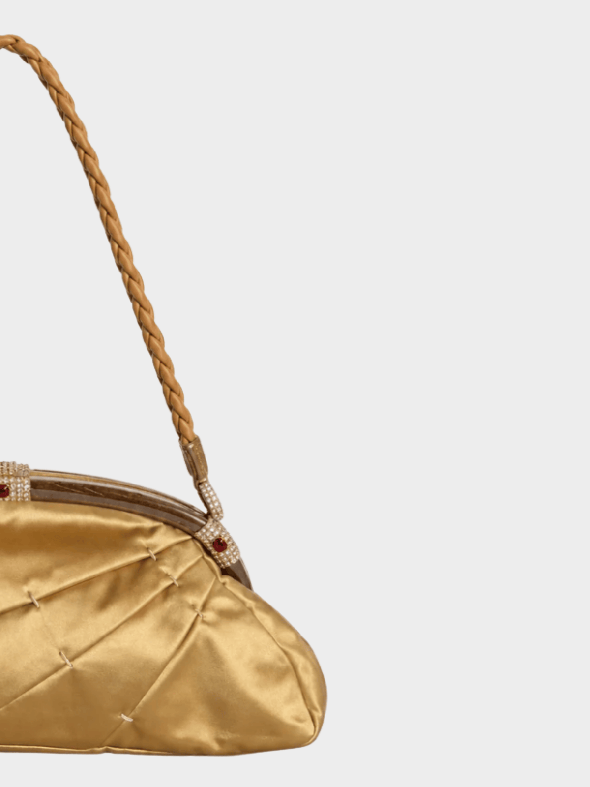 Valentino 2000s Gold Satin Embellished Bag