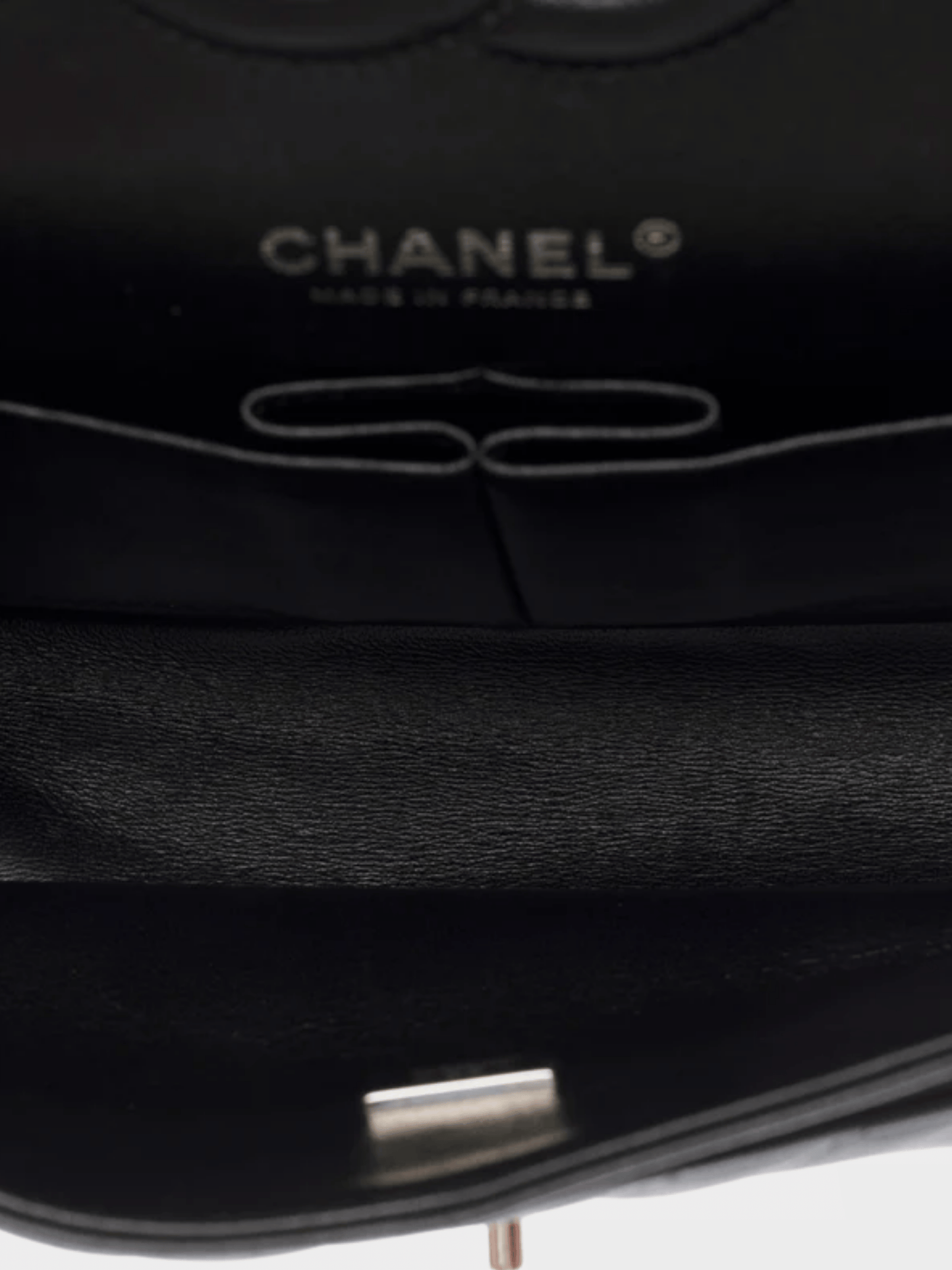 Chanel 1994 Black Lambskin Leather Chevron Stitch Medium Classic Flap Bag
