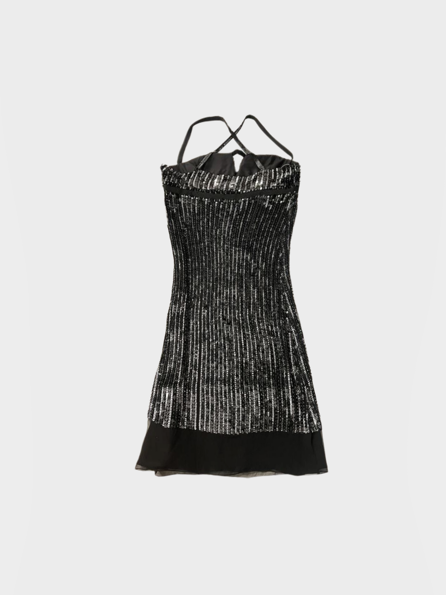 Celine 2000s Black Sequin Silk Dress