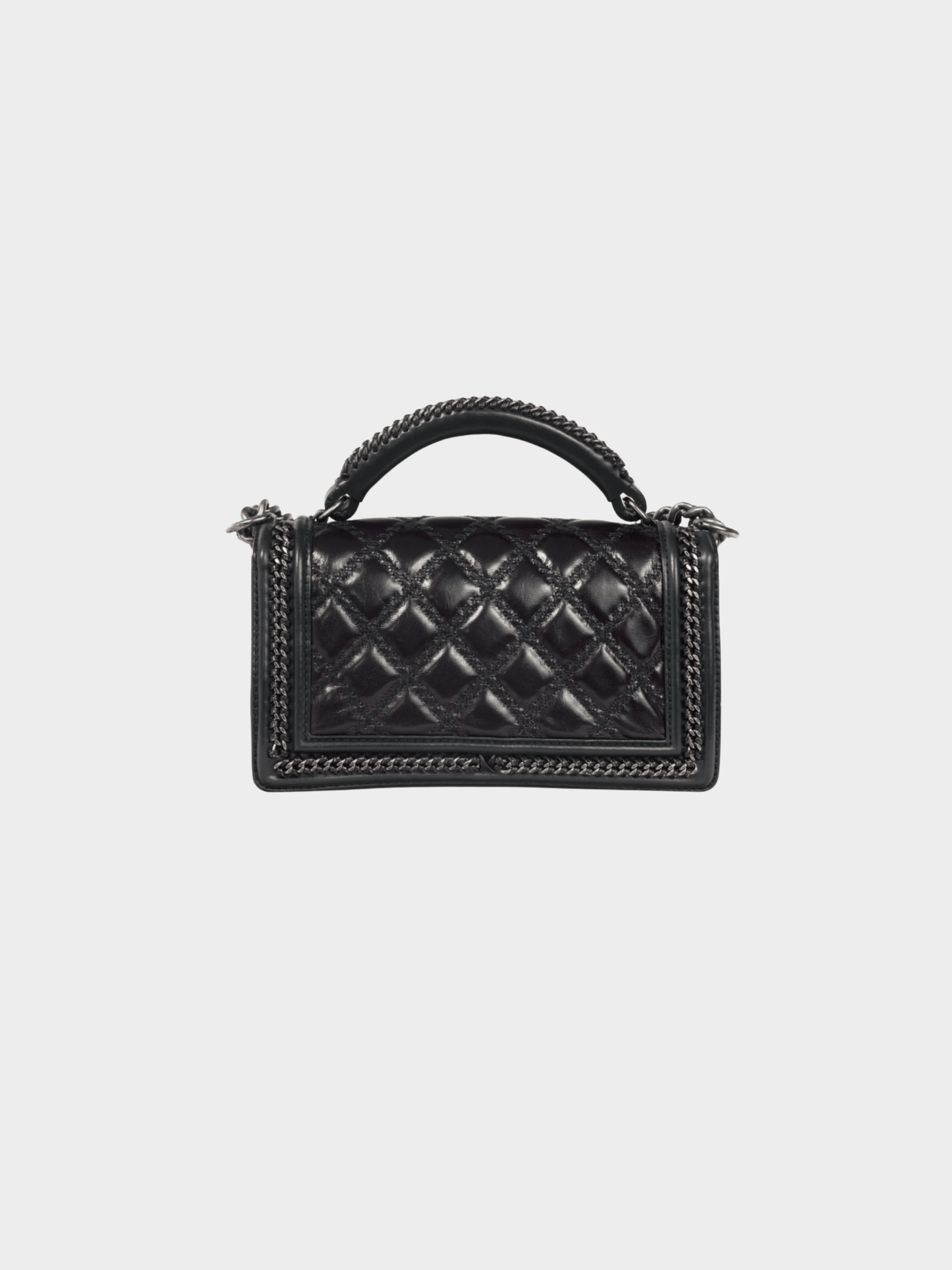 Chanel 2015 Medium Boy Brown and Black Quilted Leather Whipstitch Flap Bag
