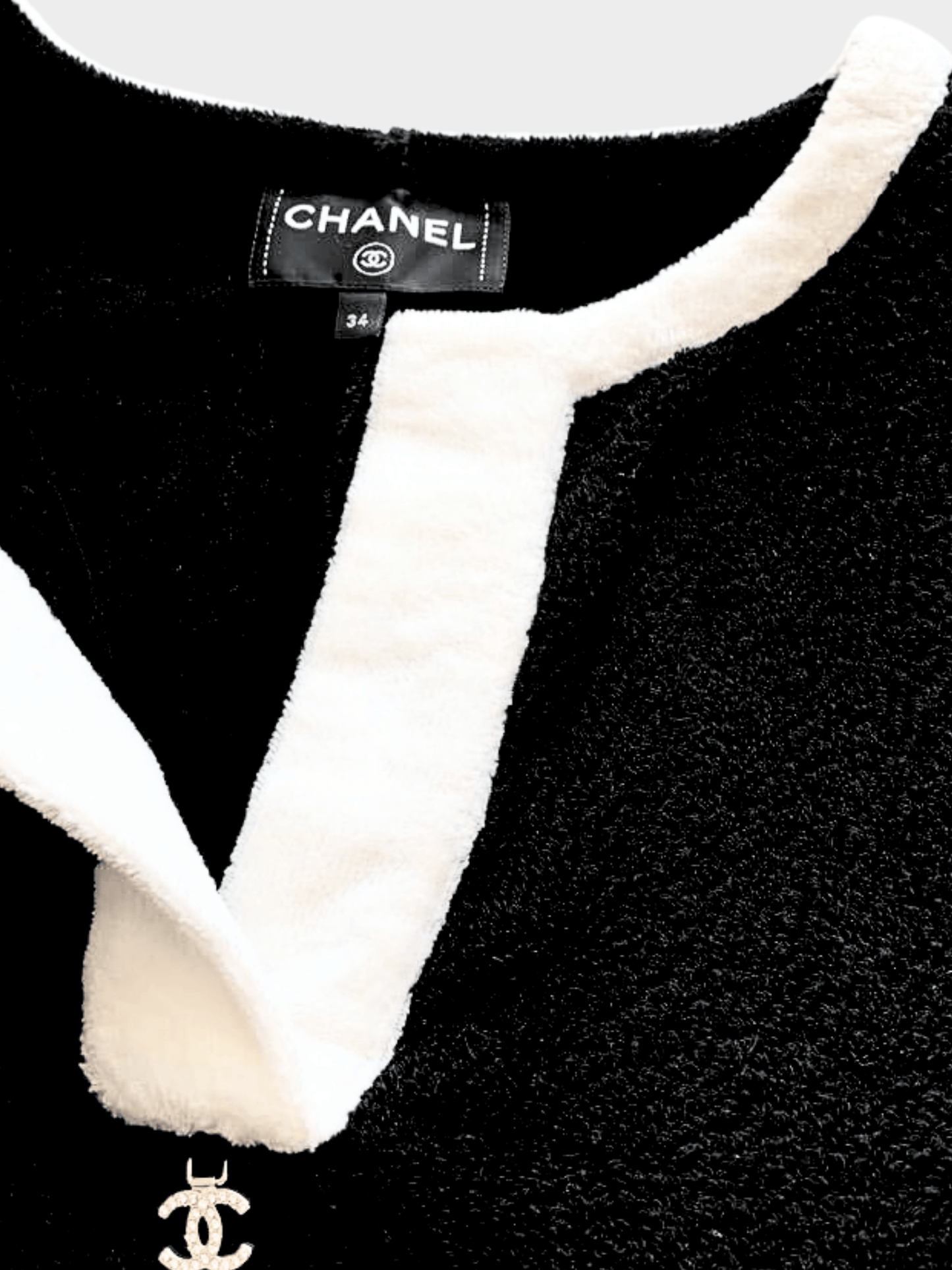 Chanel 2023  Black Terry Coco Beach Mini Cover-Up Top