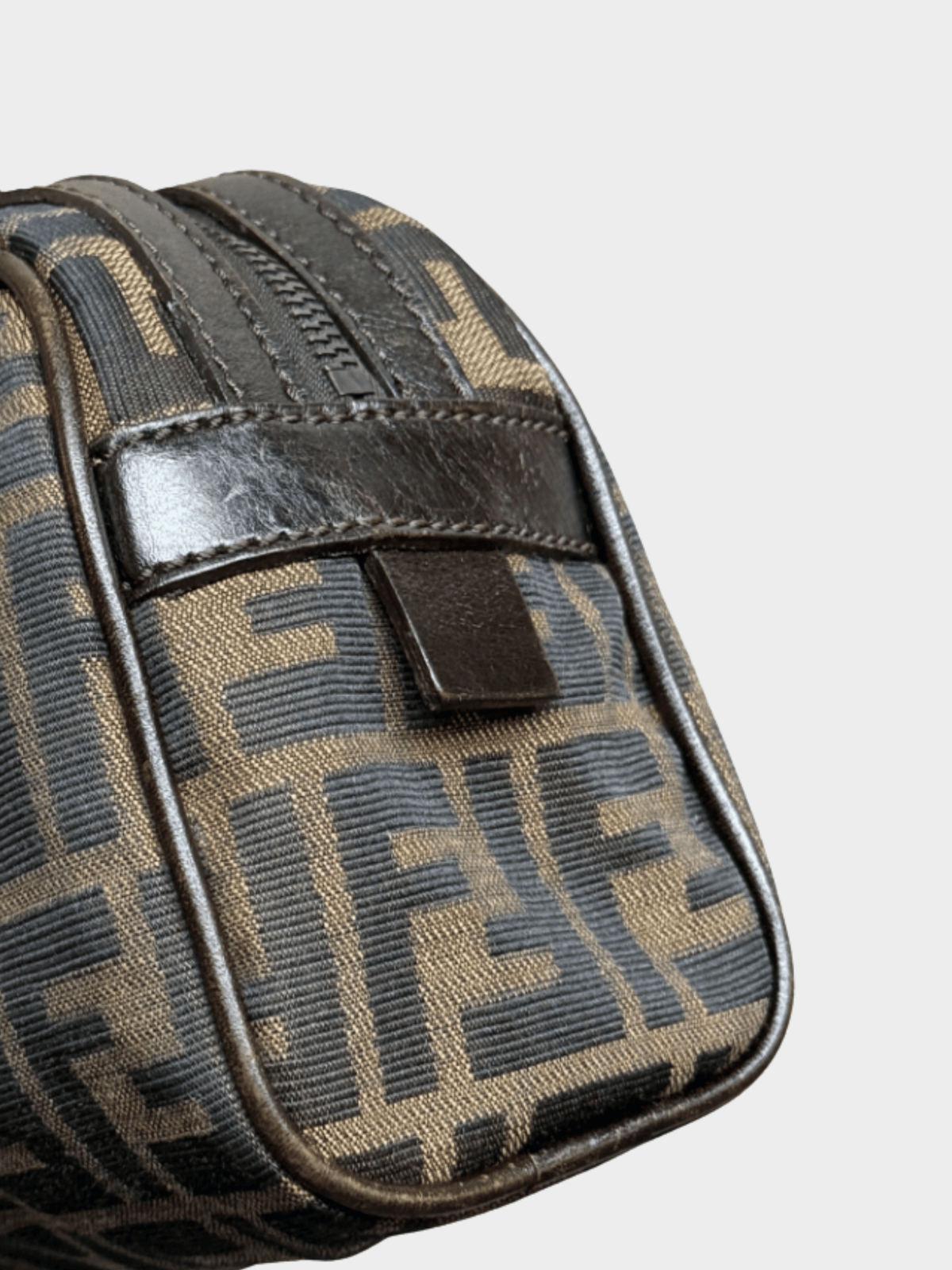 Fendi 2000s Brown FF Zucca Boston Bag