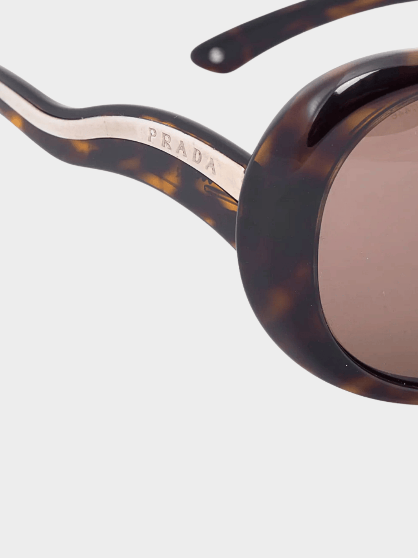 Prada 2017 SPR 08L Tortoiseshell Wavy-Arm Round Sunglasses