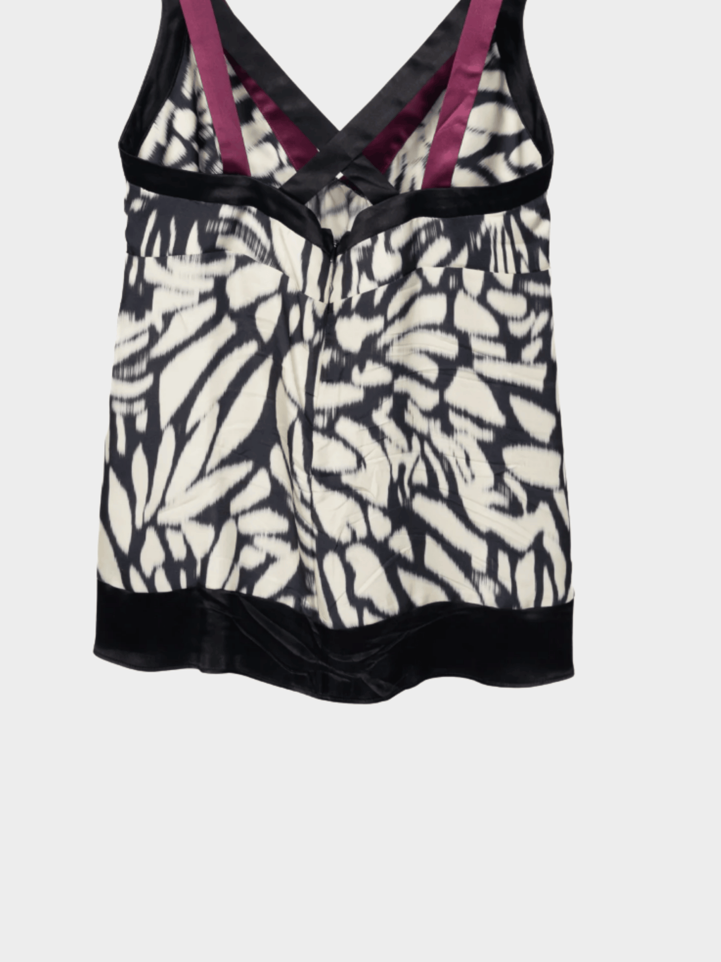 Etro 2000s White and Black Tie-Dye Silk-Satin Babydoll Tank