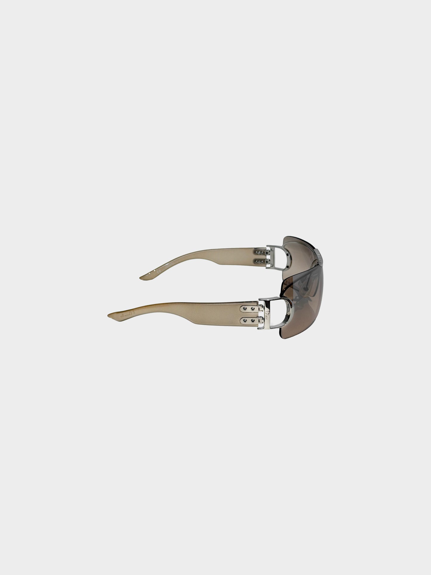 Christian Dior Early 2000s Brown Airspeed Rimless Sunglasses