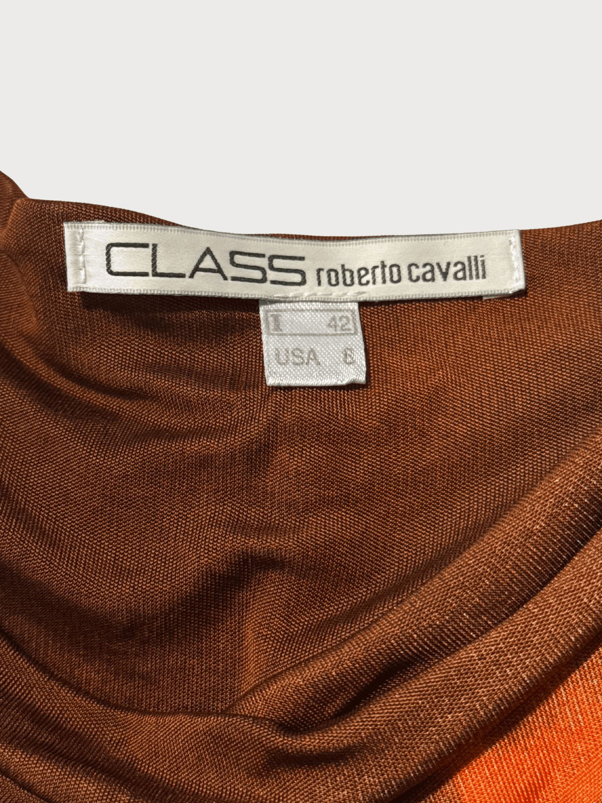 Roberto Cavalli Class SS 2002 Brown Red Sunset Print Slip Dress