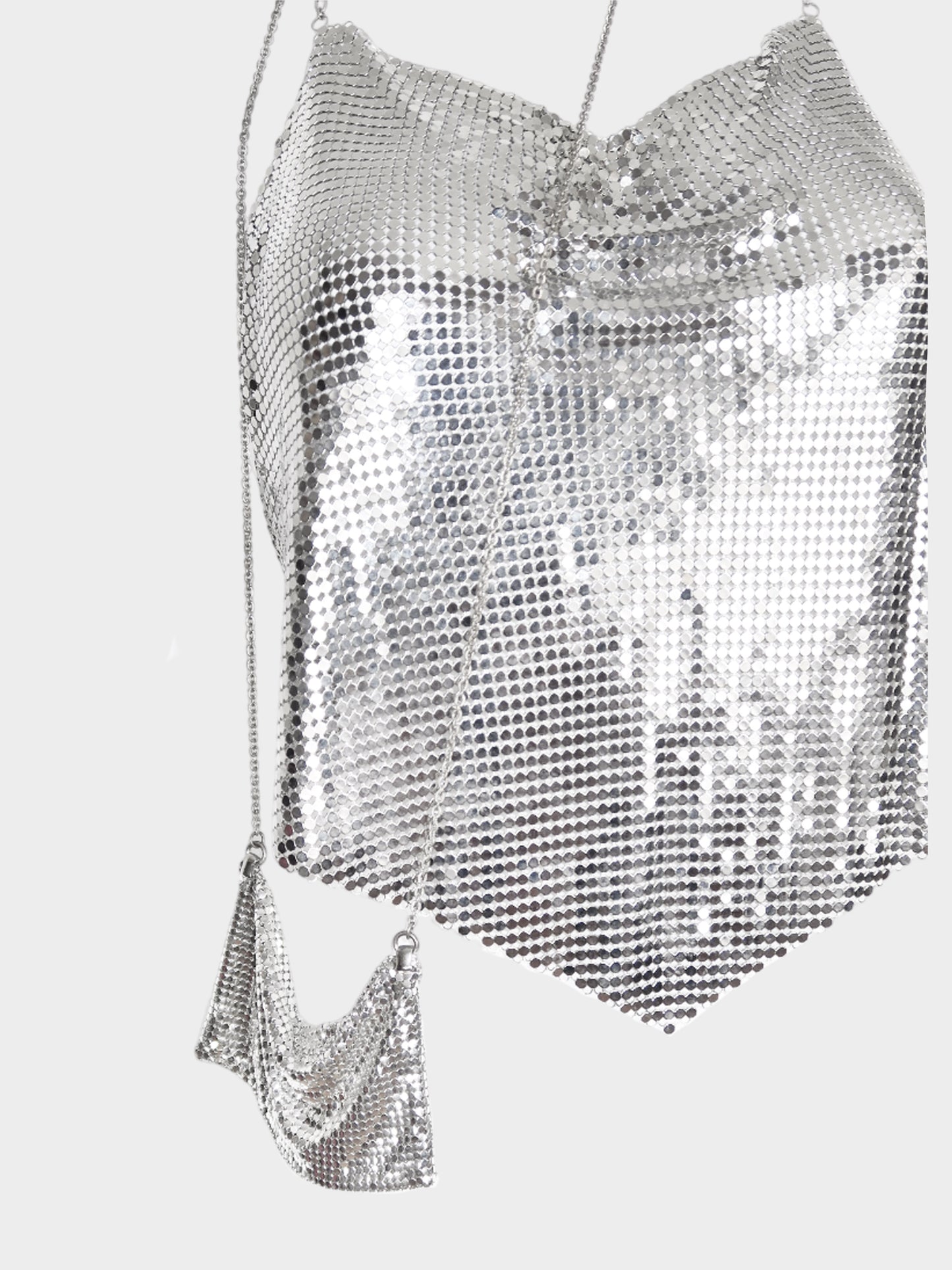 Paco Rabanne SS 1999 Chain Mail Backless Top and Mini Bag Set