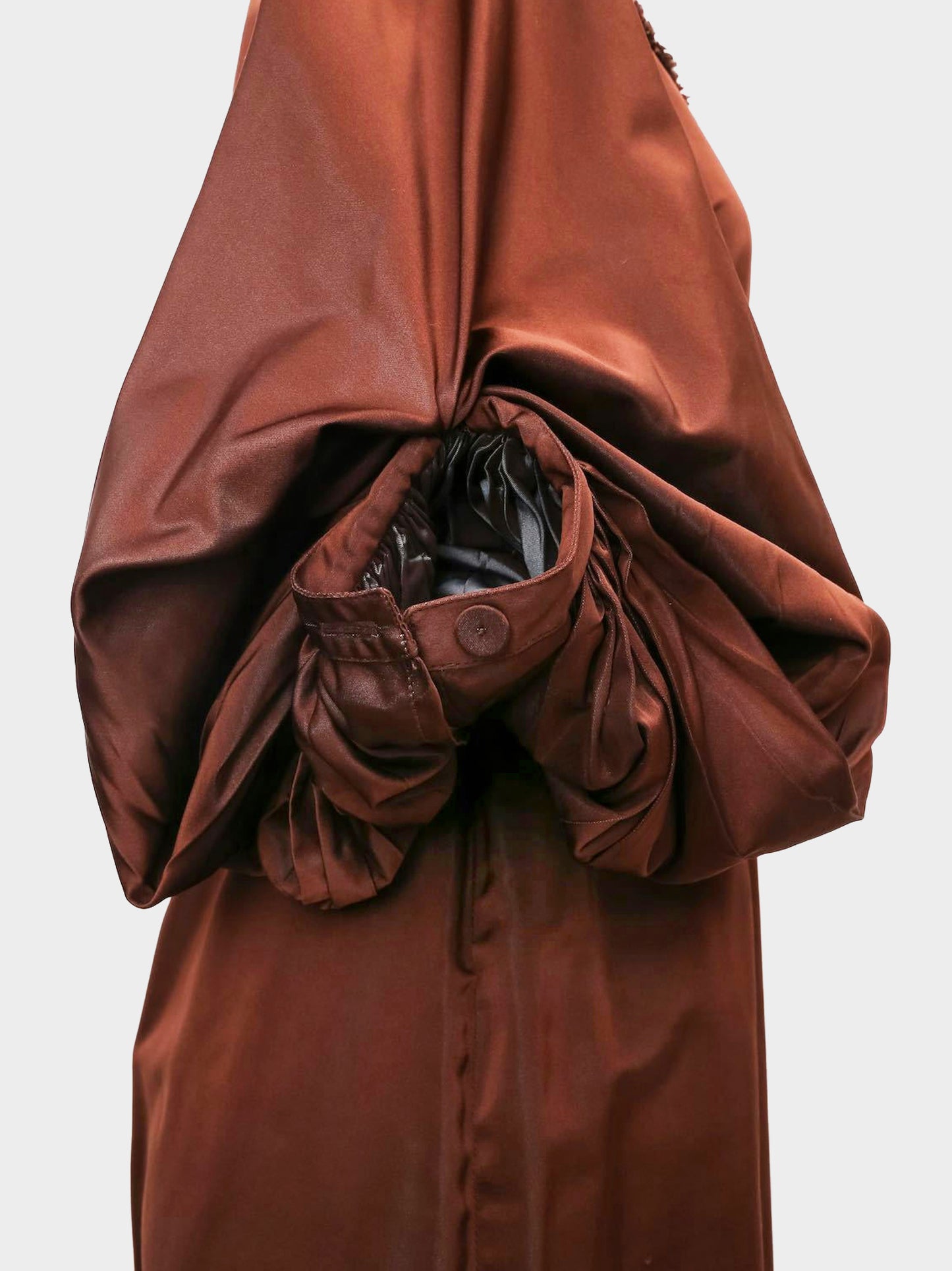 Jean Paul Gaultier SS 1998 Brown Taffeta Puffed Sleeve Dress