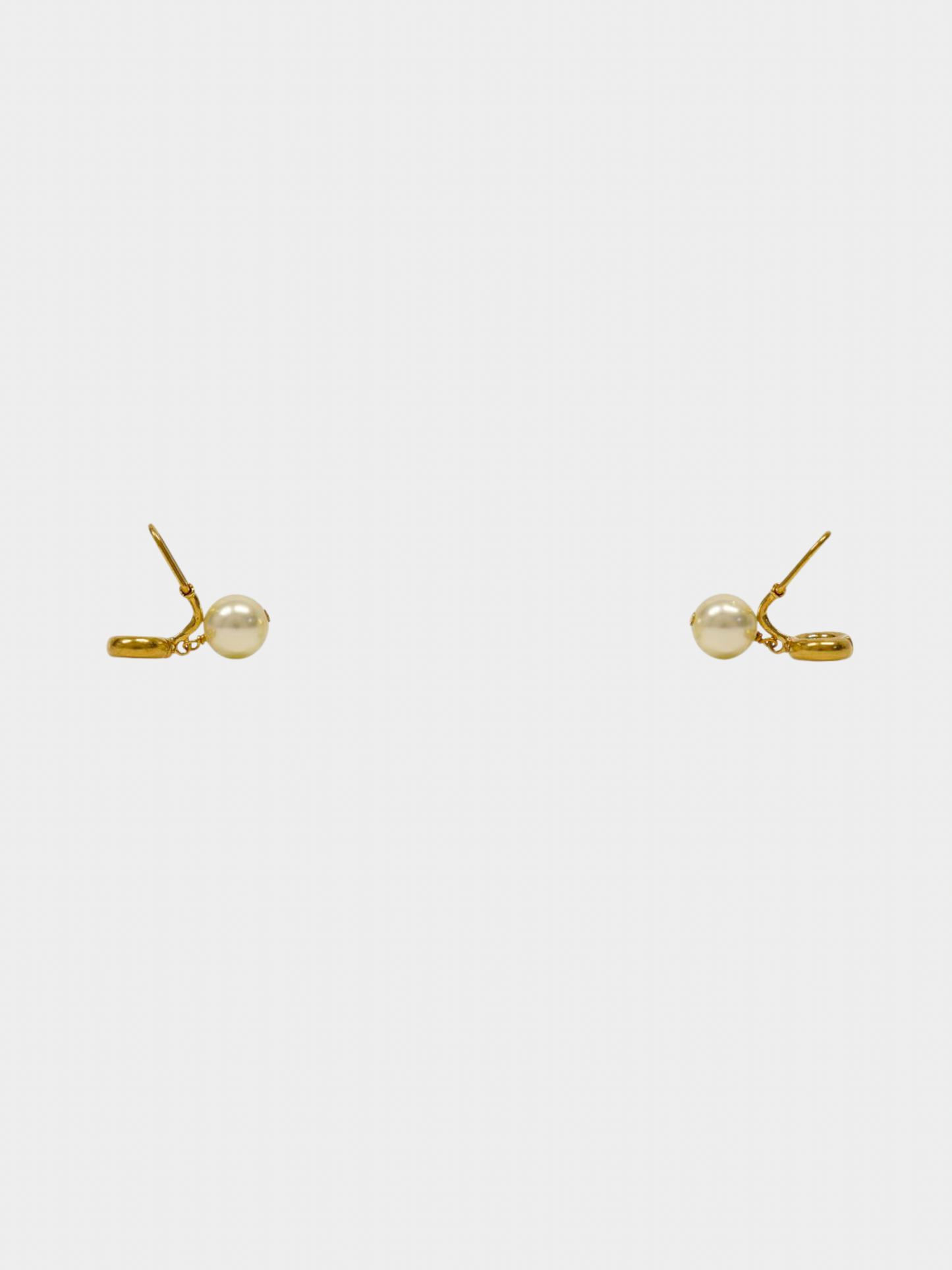 Christian Dior 2000s Gold CD Pearl Earrings