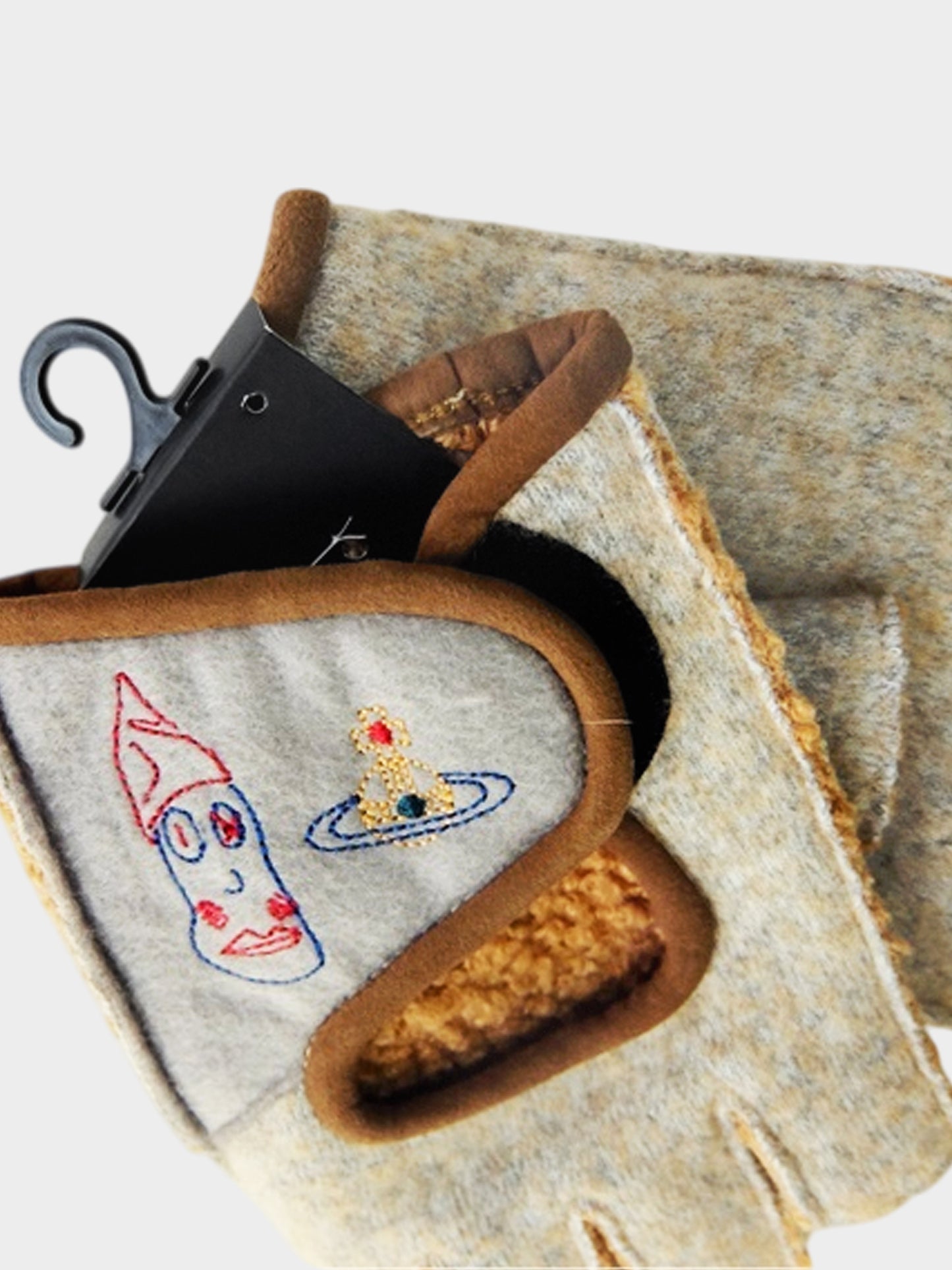 Vivienne Westwood 2000s Beige Embroidered Fingerless Gloves