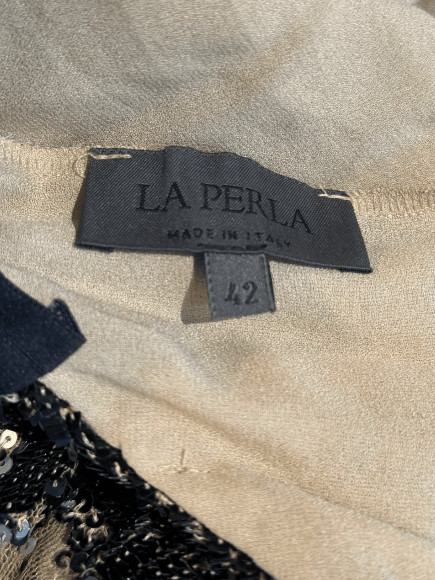 La Perla 2000s Black and Nude Sequin Midi Dress