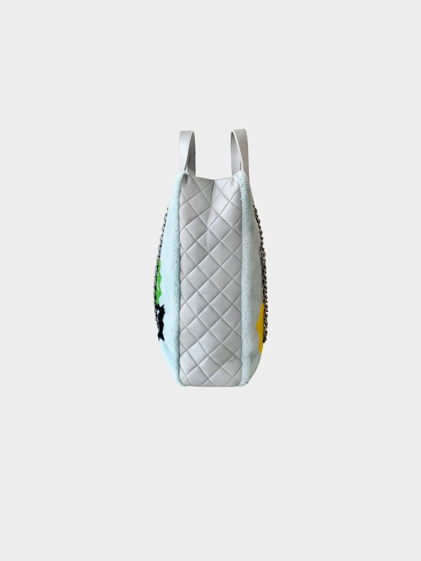 Chanel FW 2014 Rare Light Blue Shearling Supermarket Pop-Art Tote Bag