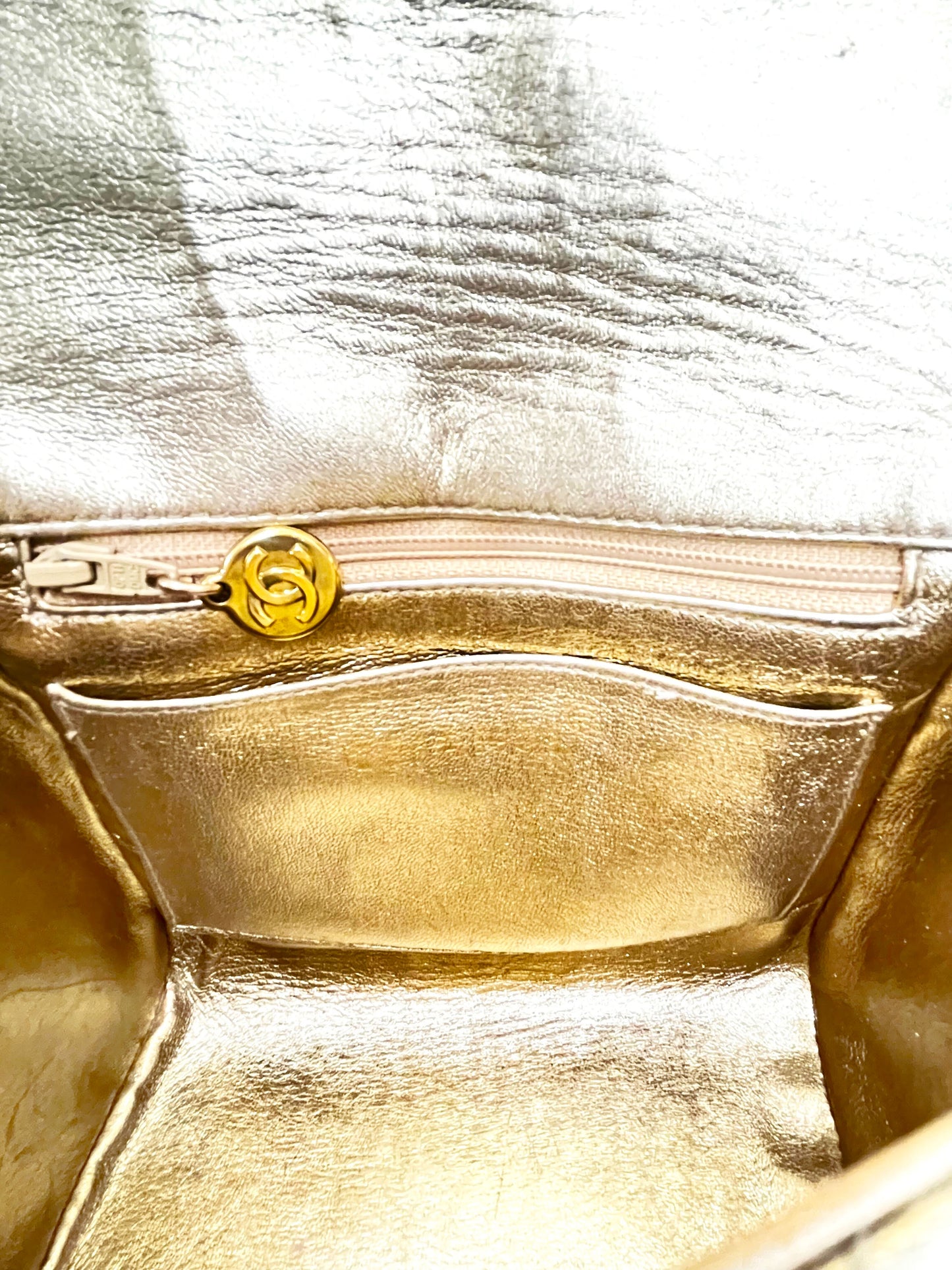 Chanel 1992 Gold Quilted Flap Crossbody Bag