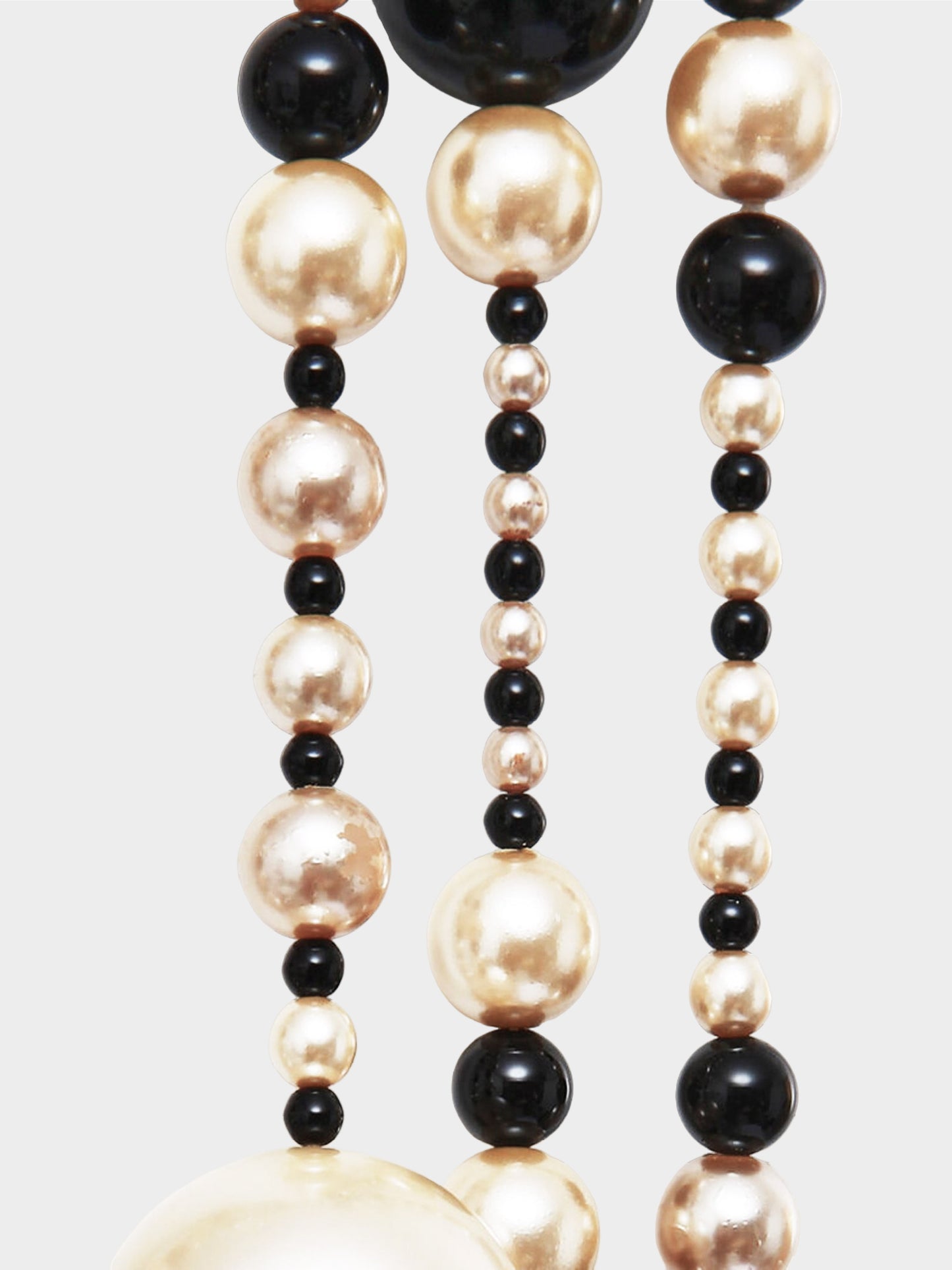 Chanel FW 2001-2002 Black Bead and Pearl Draped Double Necklace