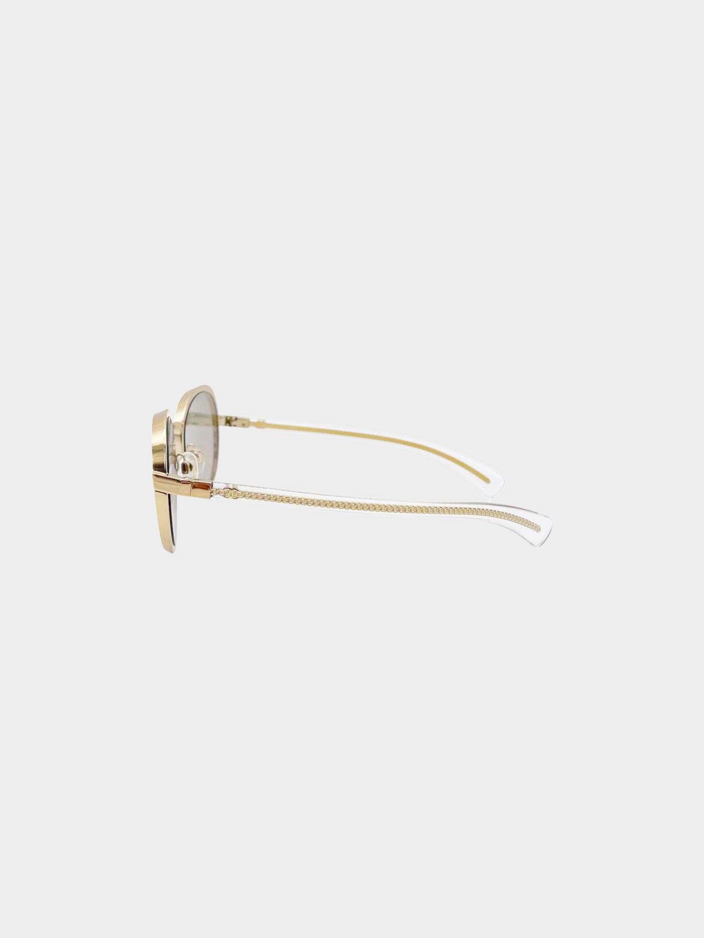 Chanel 2010s Gold Round Sunglasses