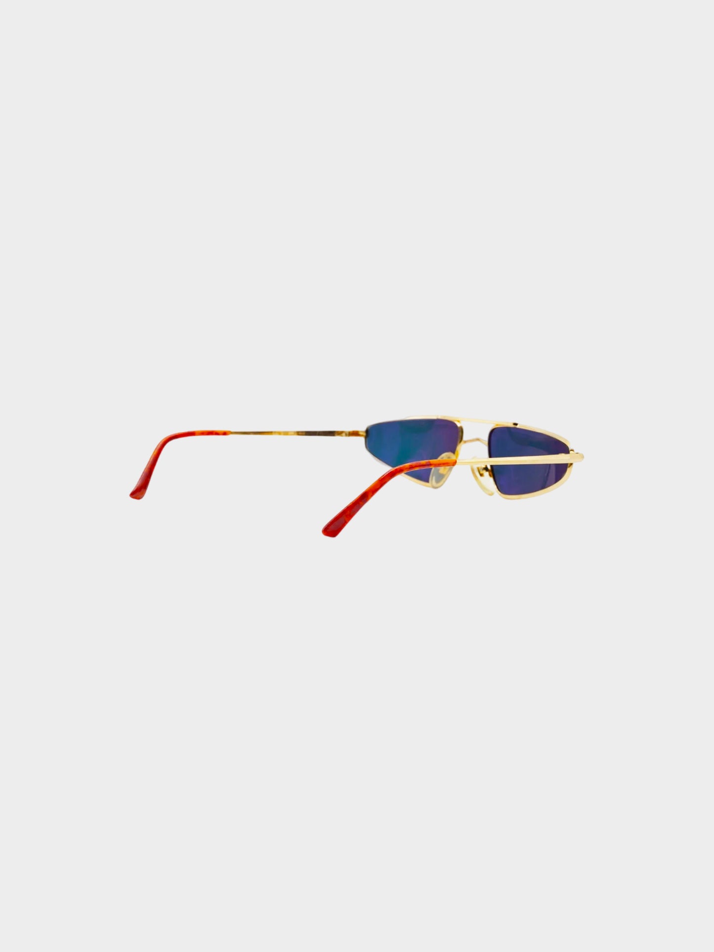 Thierry Mugler 1990s Gold Metal Frame Triangular Sunglasses
