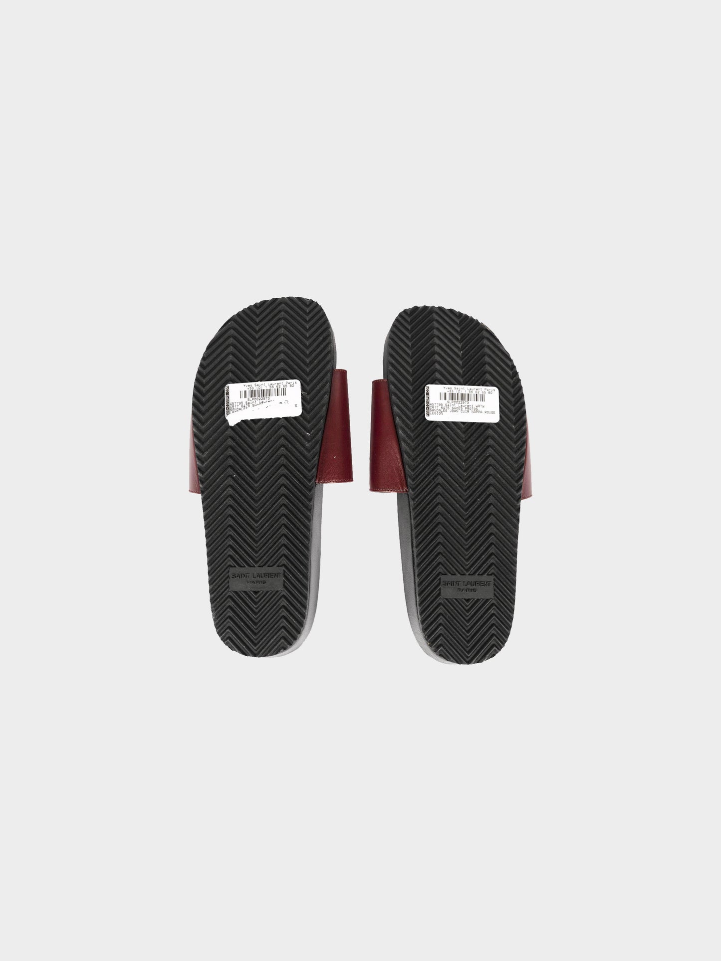 Yves Saint Laurent 2020s Black and Burgundy Leather Slide Sandals