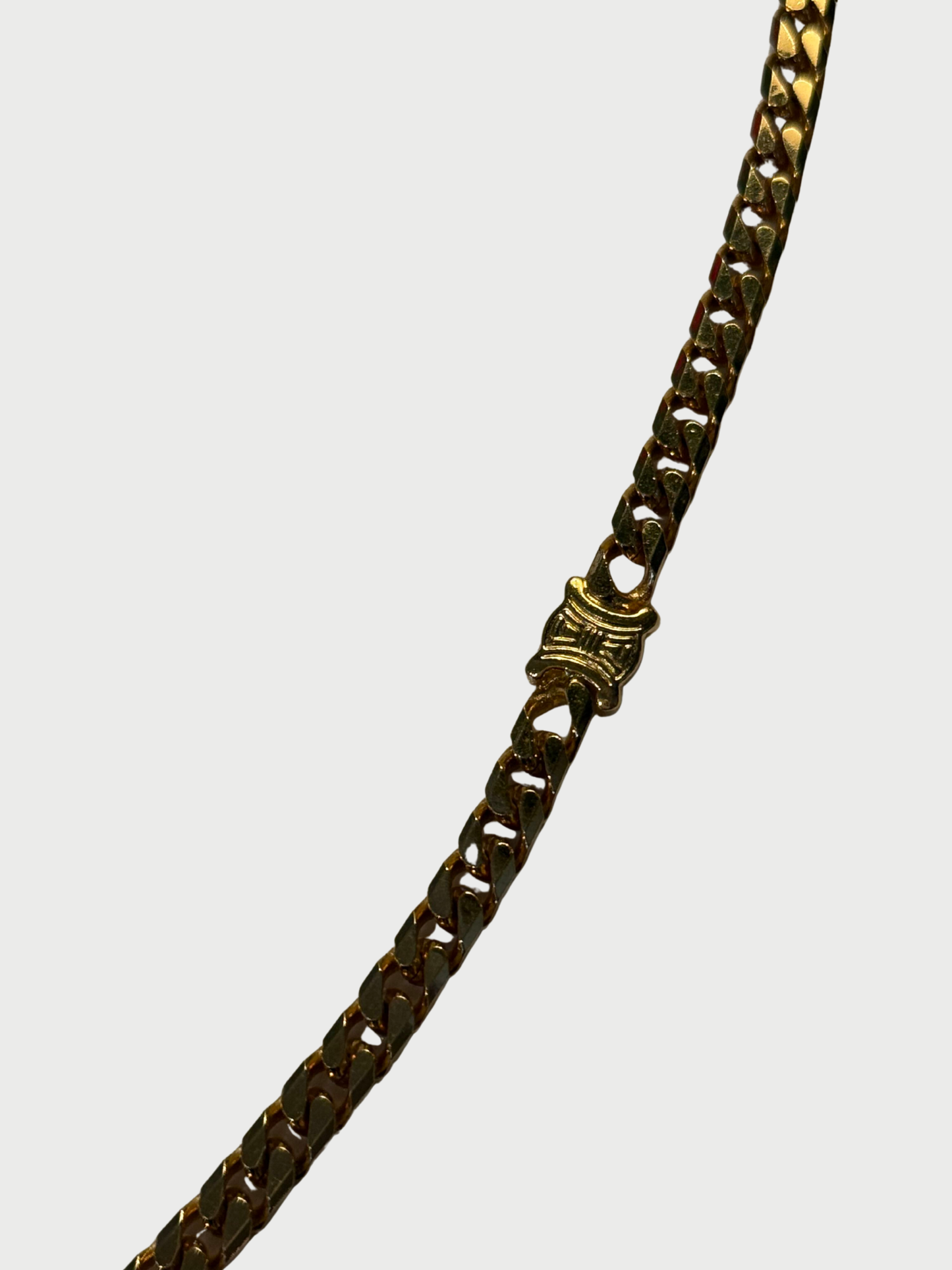 Celine 1990s Gold Triomphe Macadam Curb Chain Choker Necklace
