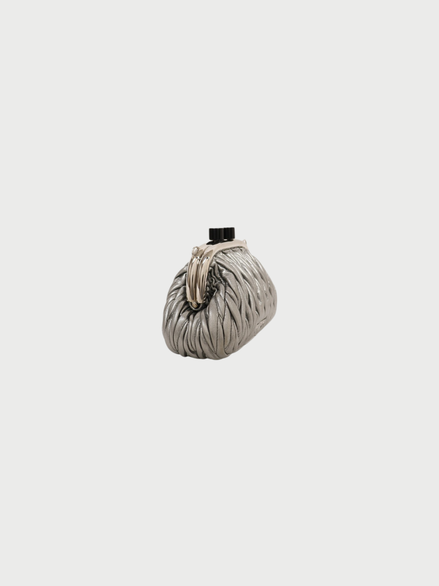 Miu Miu 2000s Silver Matelassé Leather Clasp Chain Shoulder Bag