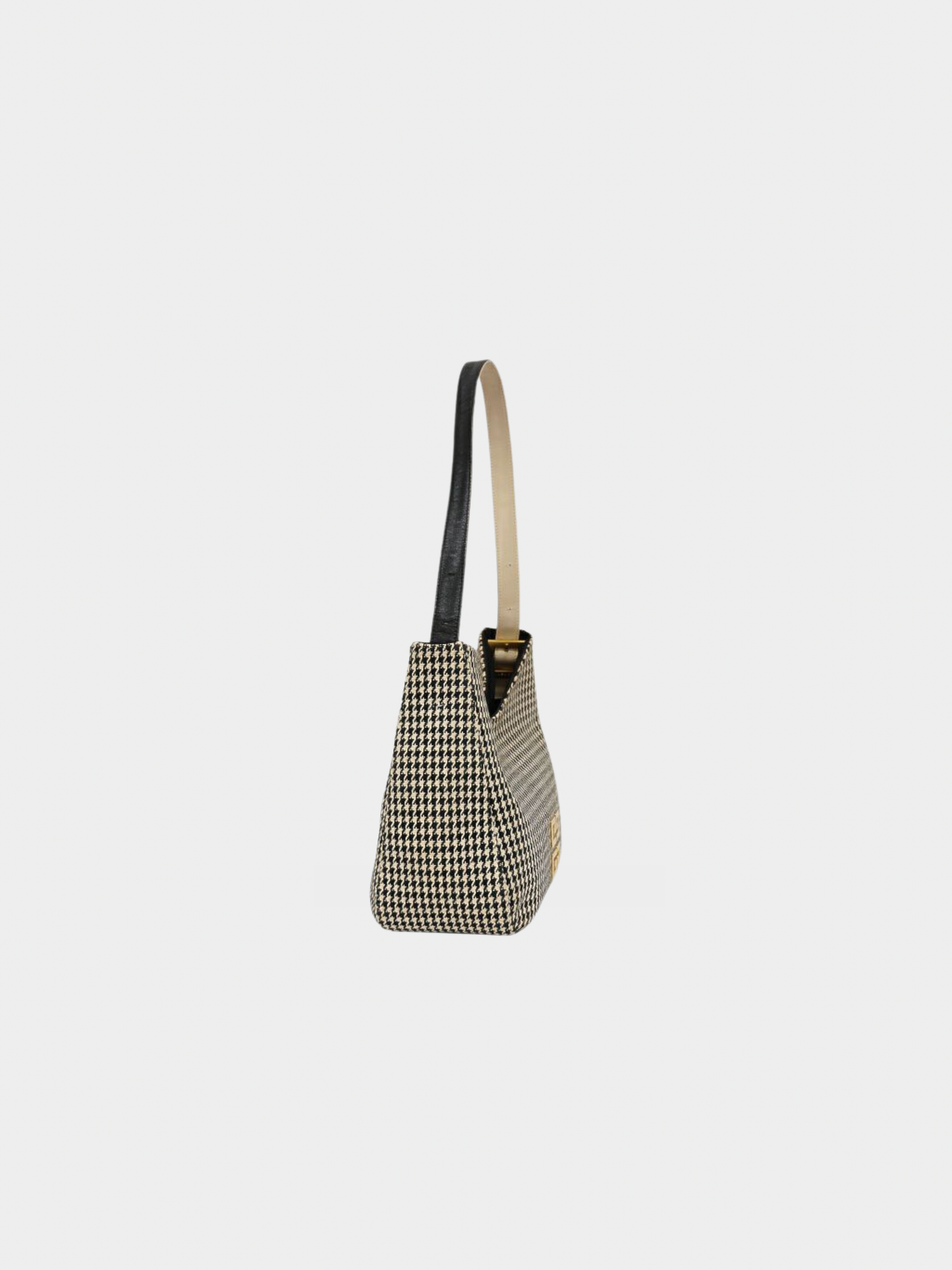 Givenchy 2000s White Black Houndstooth Logo Hardware One-Shoulder Bag