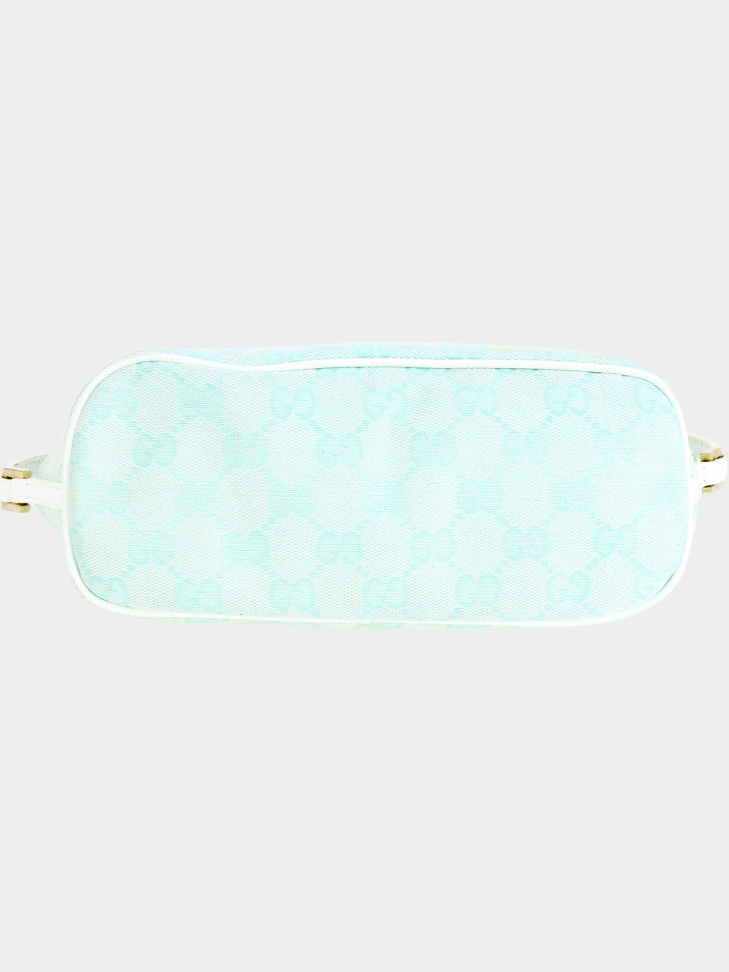 Gucci 2000s Blue and White GG Canvas and Leather Pouch