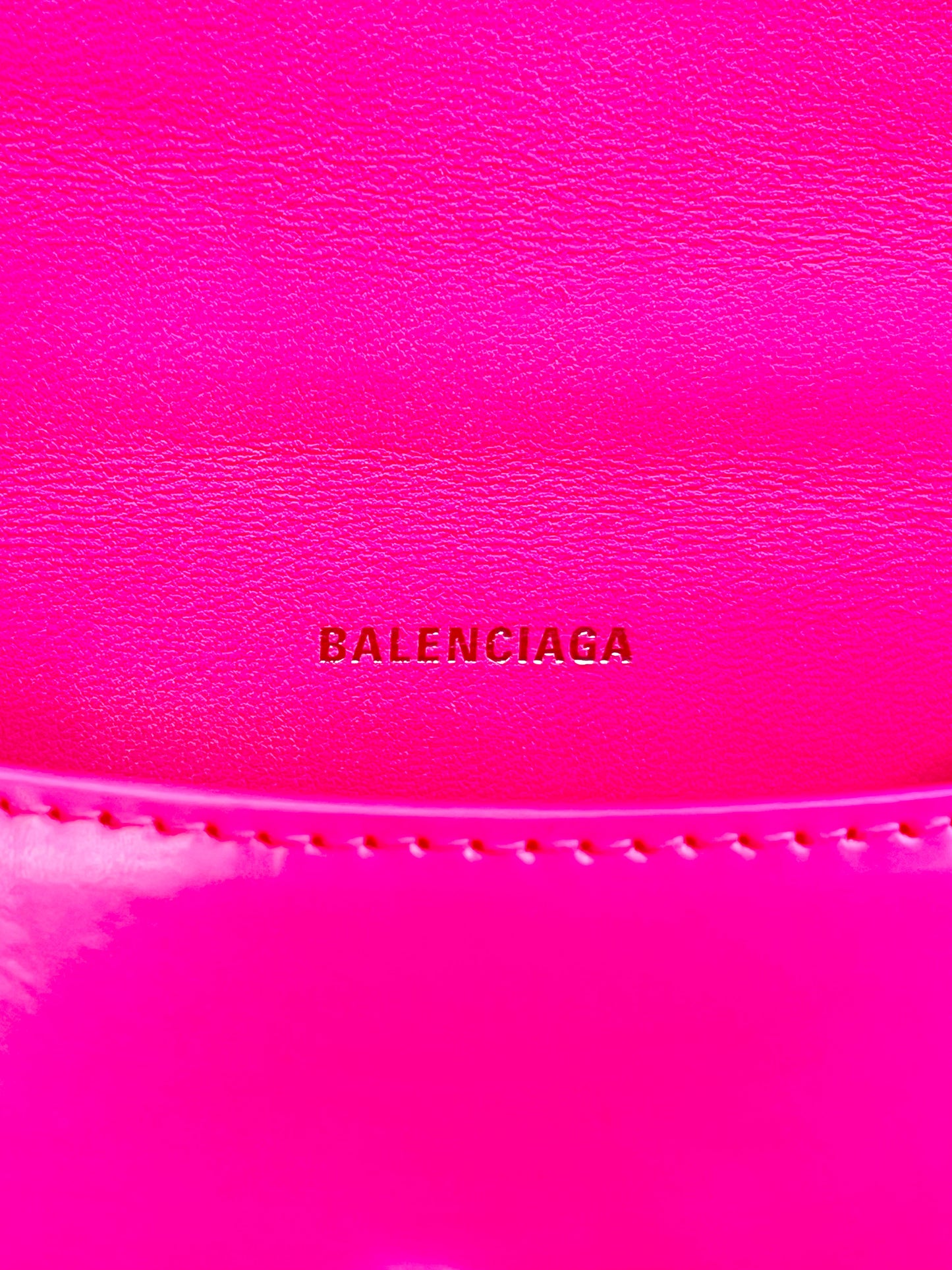 Balenciaga 2023 Hot Pink XS Hourglass Two-Way Leather Bag