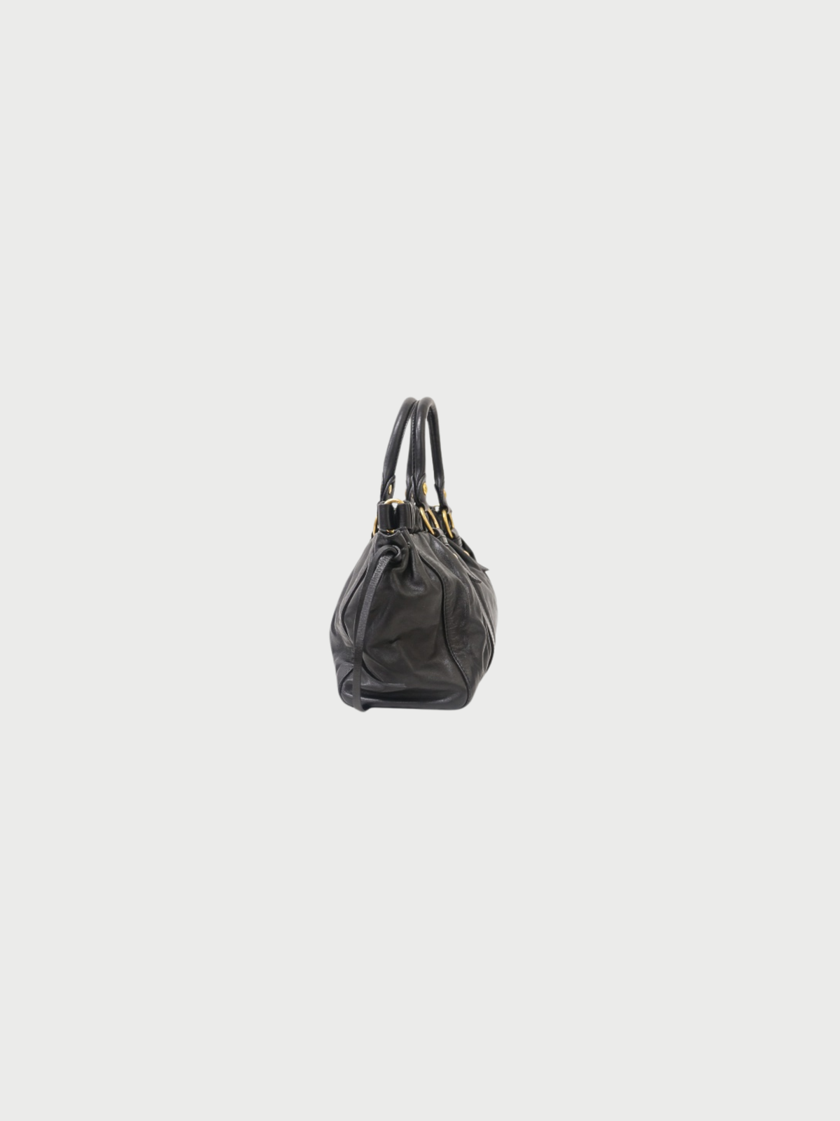 Miu Miu 2010s Black Vitello Lux Leather Logo 2Way Bag