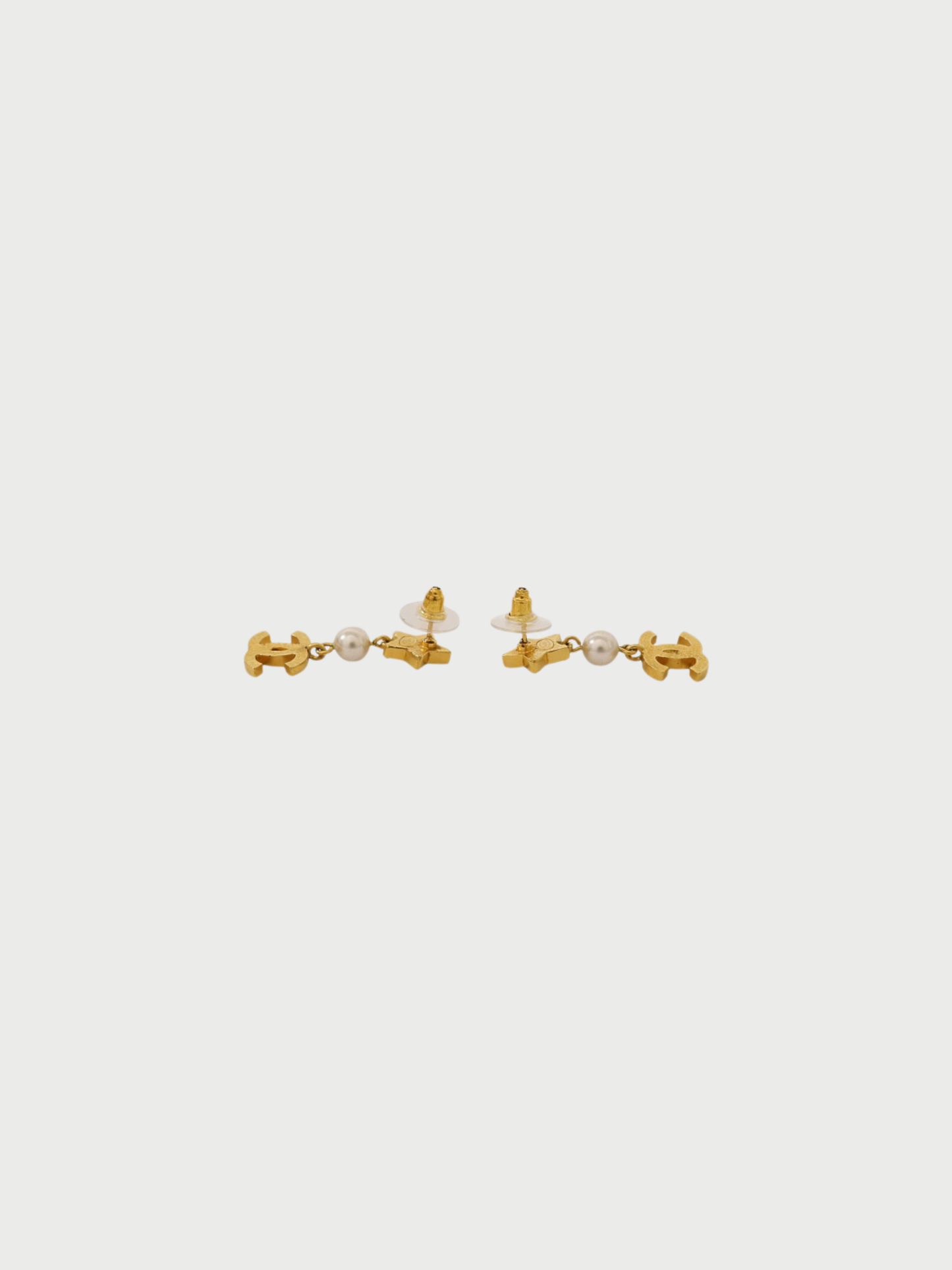 Chanel 2020 Gold Plated Metal COCO Rhinestone Pearl Earrings