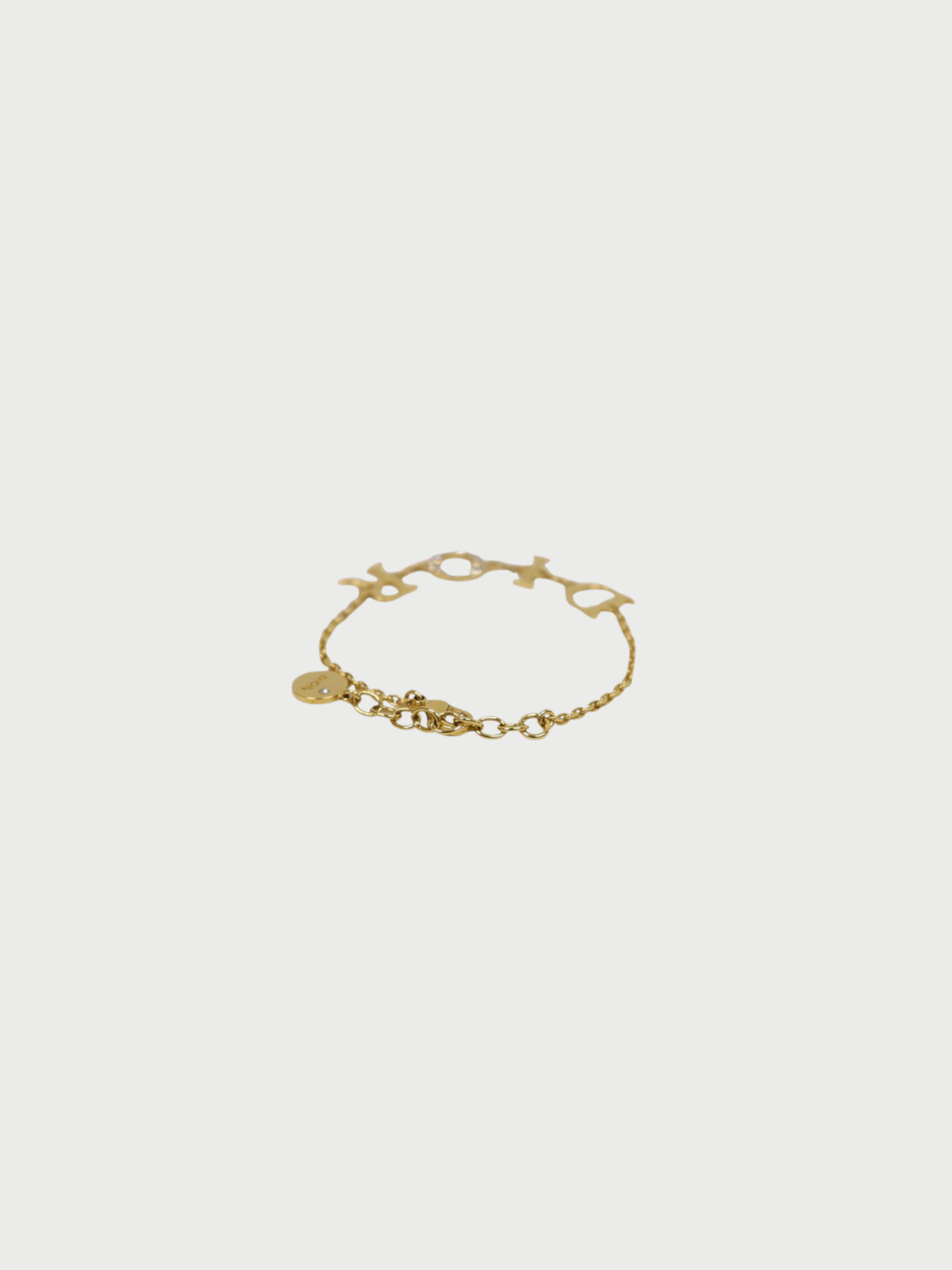 Christian Dior 2000s Gold Rhinestone Logo Bracelet